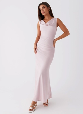All-Purpose Wear Neutral Base Be Mine Satin Maxi Dress - Mauve Pink