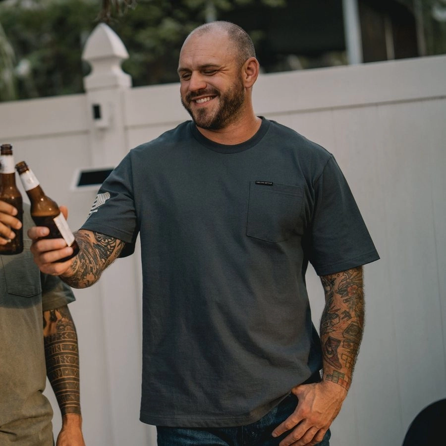 MinimalistStitching Basic Heavyweight Pocket T-Shirt - Charcoal