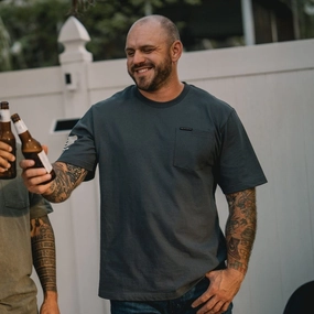 Basic Heavyweight Pocket T-Shirt - Charcoal Classic Fit Comfy Vibes