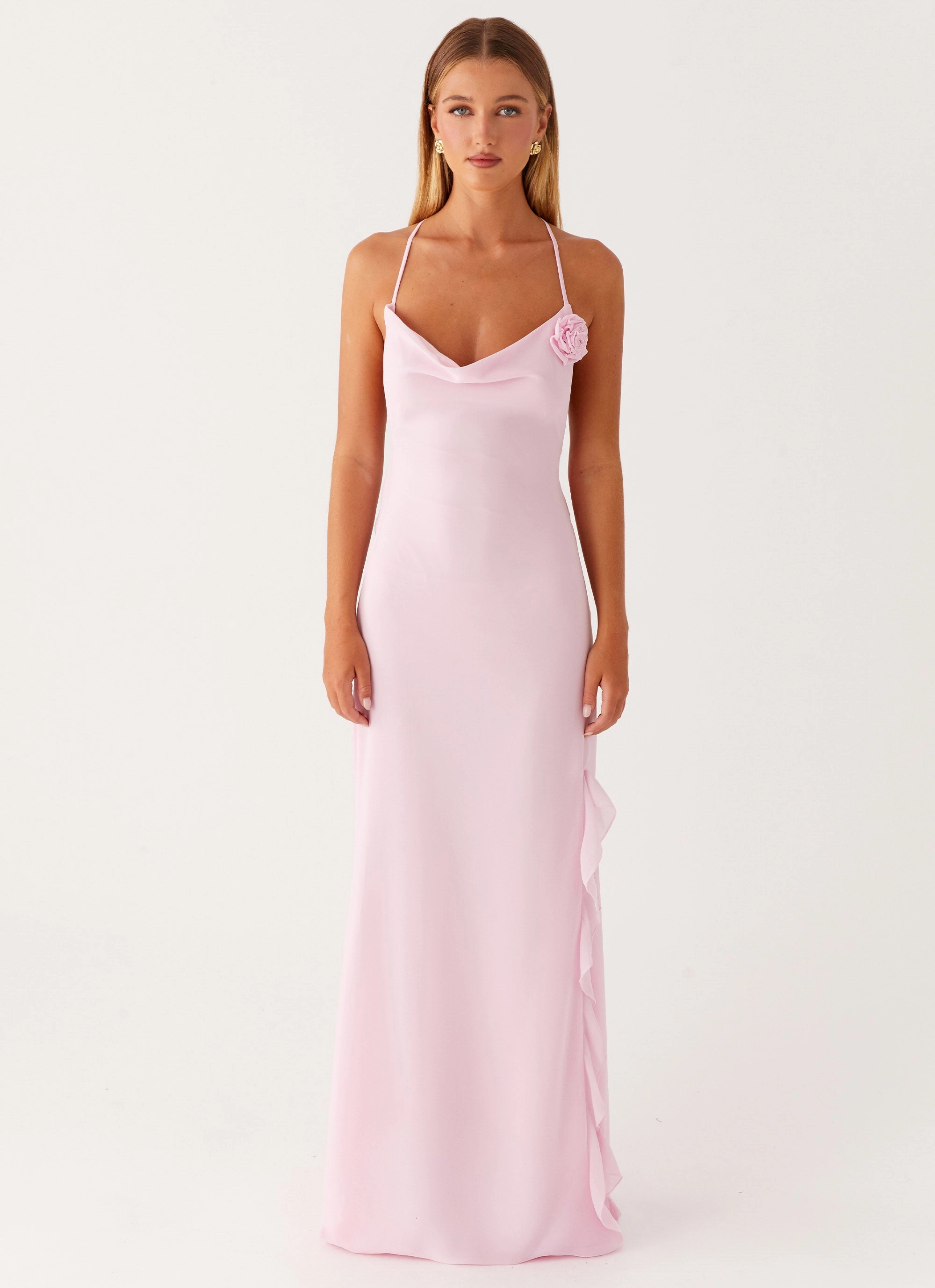 Drawstring-Closure Comfort Stretch First Class Maxi Dress - Pink