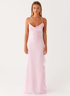 Drawstring-Closure Comfort Stretch First Class Maxi Dress - Pink