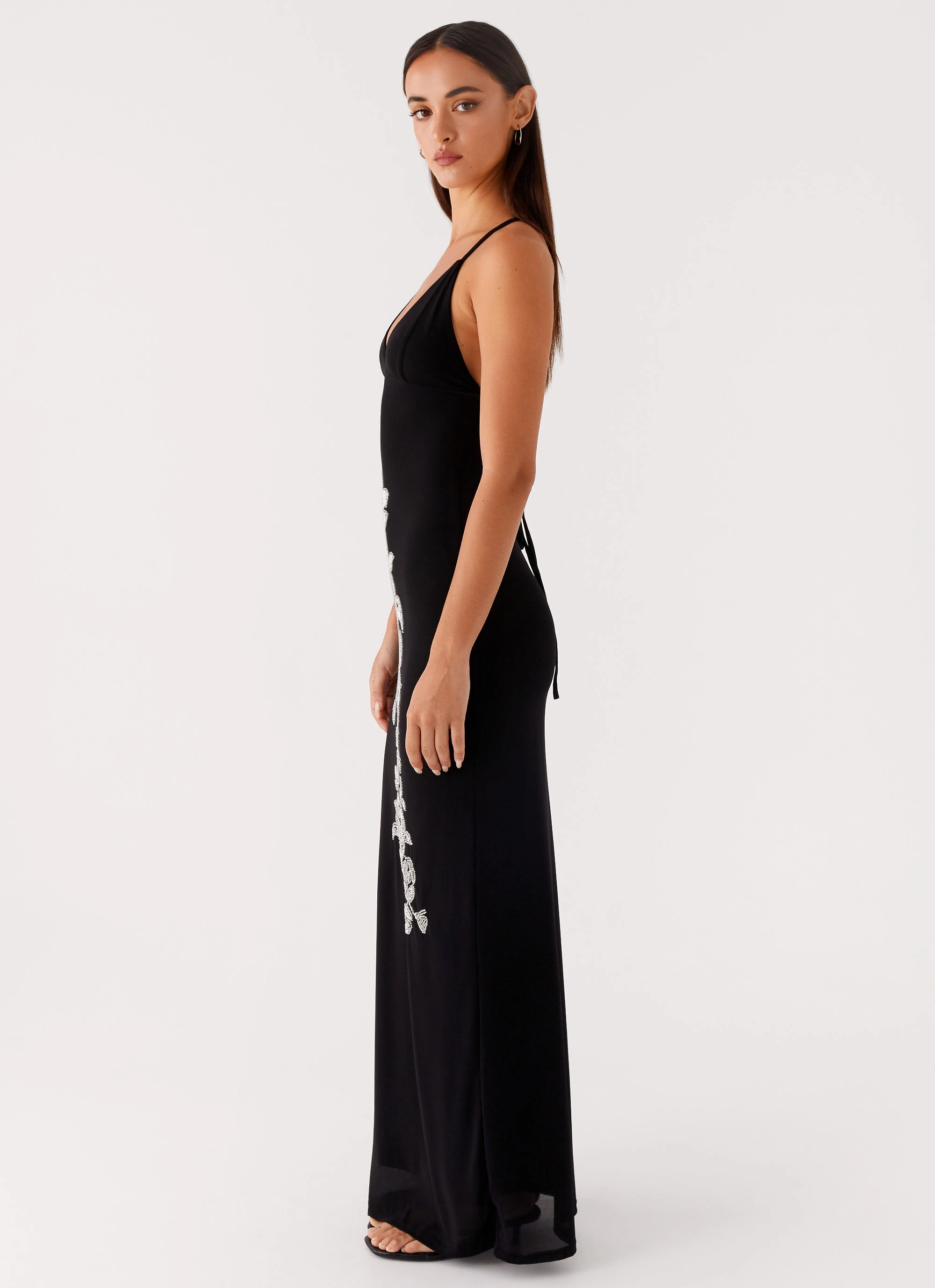 Beki Beaded Mesh Maxi Dress - Black Walk Grace