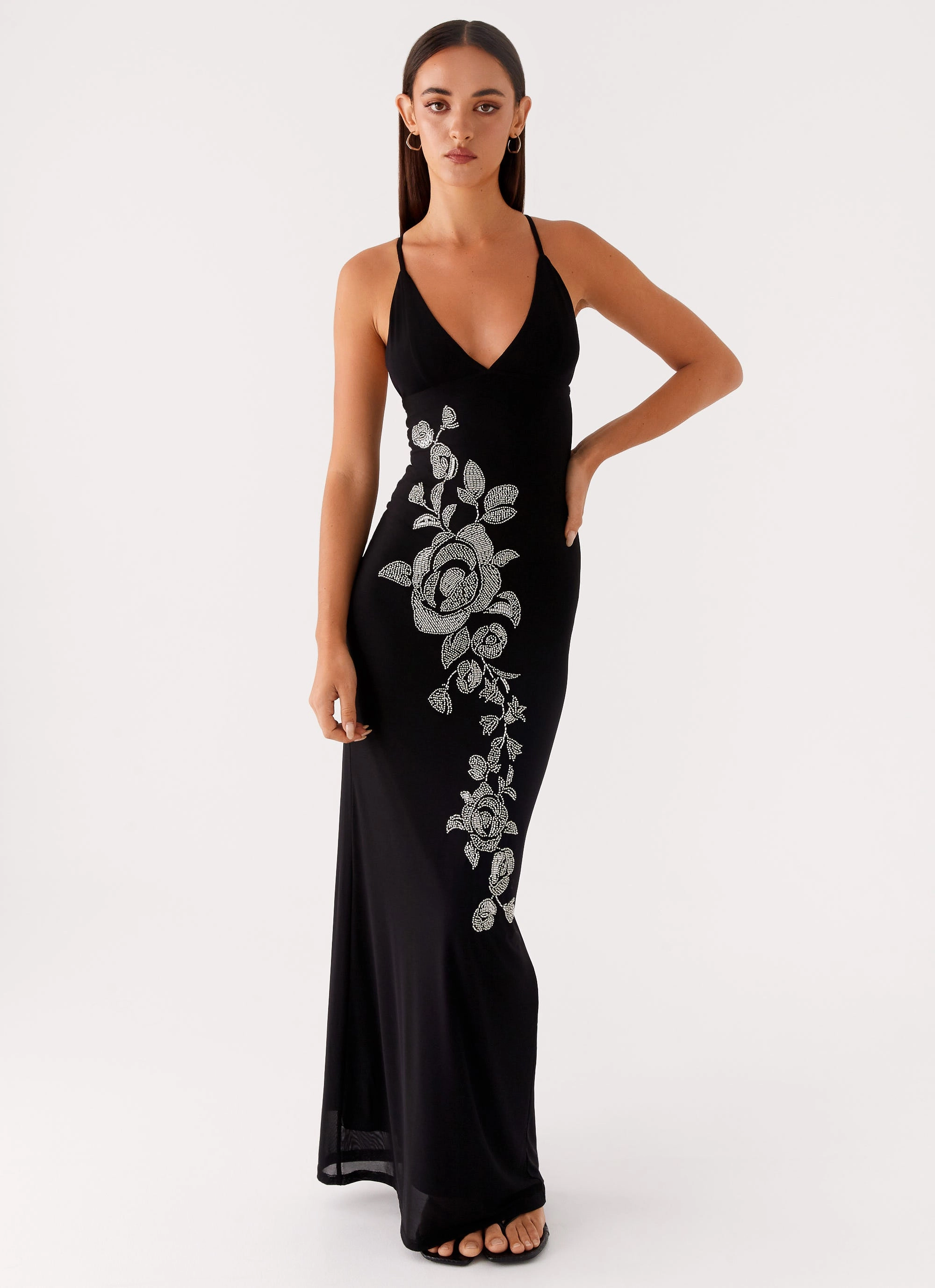 Everyday Look Beki Beaded Mesh Maxi Dress - Black