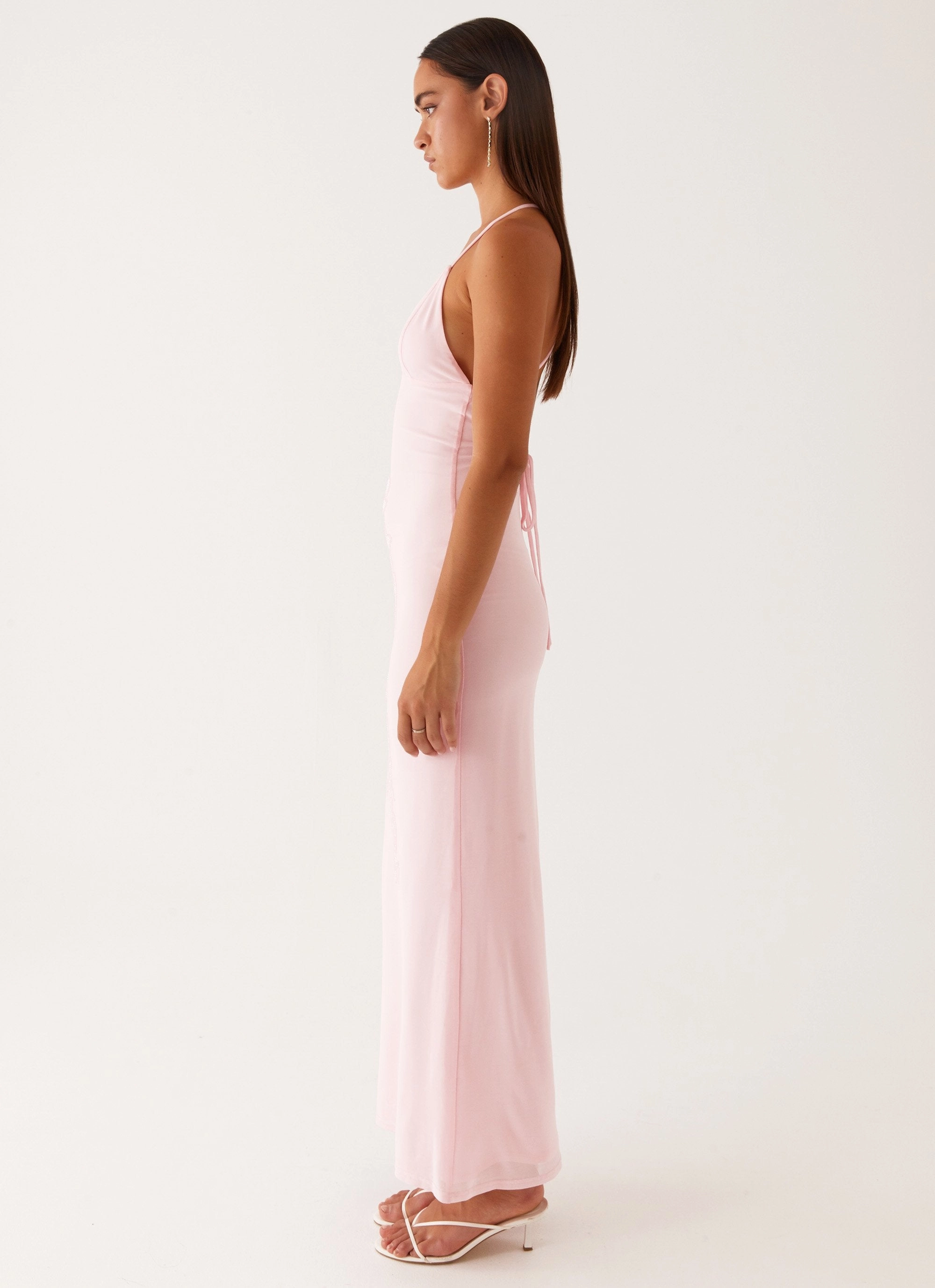 BreathableFabric Beki Beaded Mesh Maxi Dress - Pink