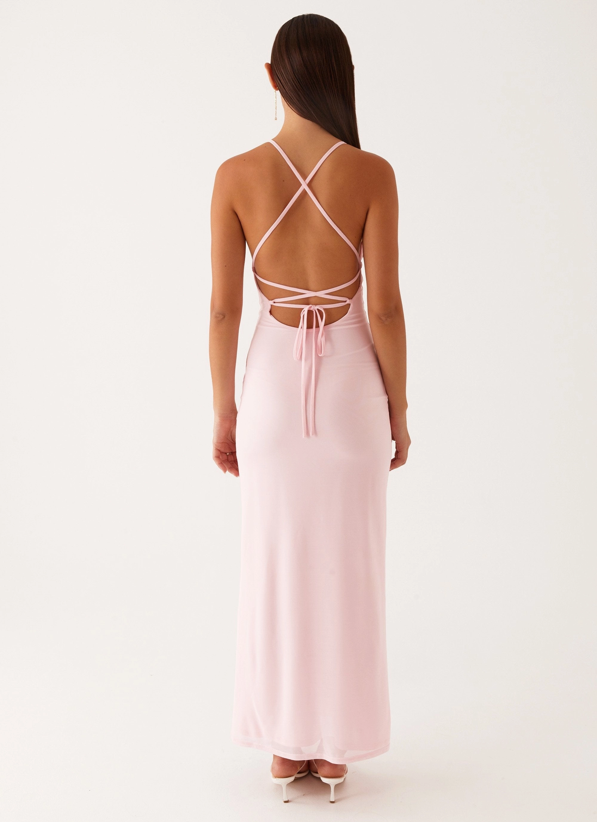 Beki Beaded Mesh Maxi Dress - Pink Life Soft Light Outfit