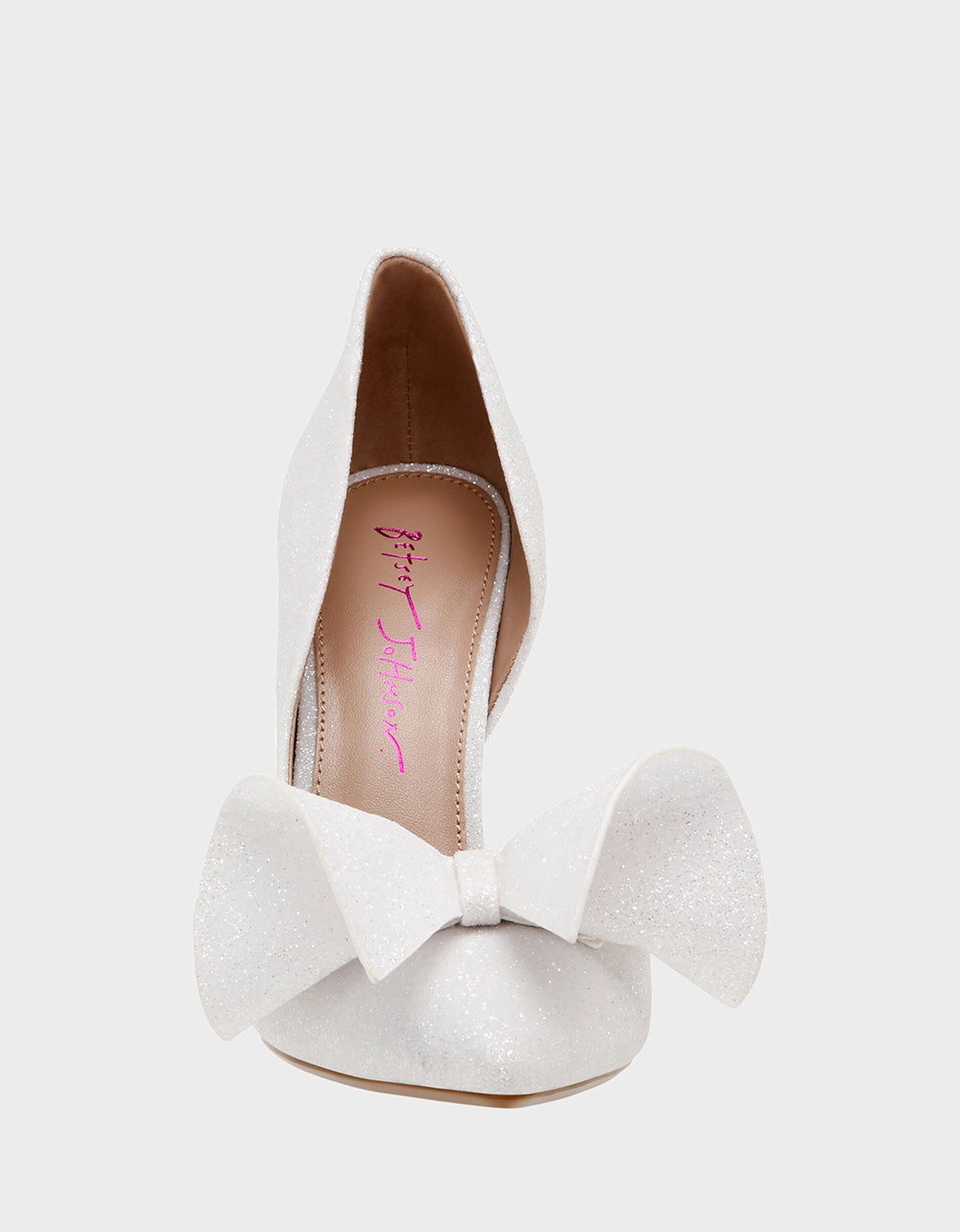 Betsey Johnson Nobble Bow Heel in Ivory Bridal Stilettos Breathable Design