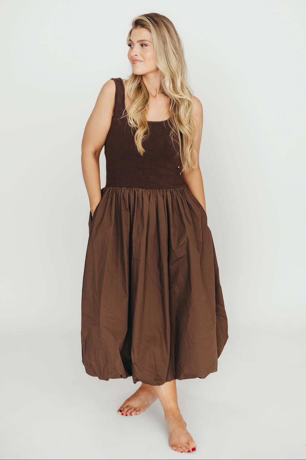 Casual Tones Betty Midi Dress in Brown *Final-Sale*