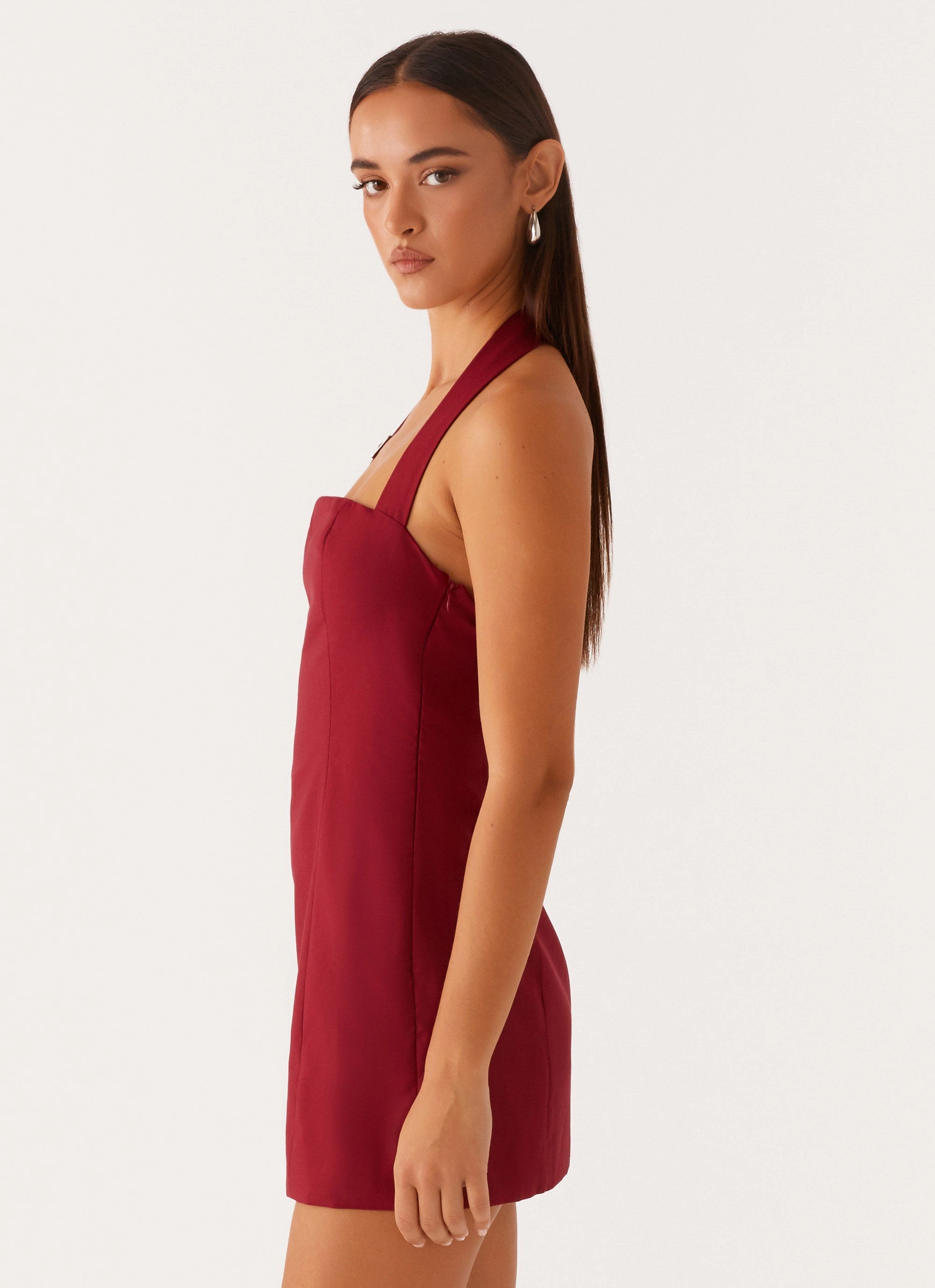 Festive Wear Modern Soft Bianca Halter Dress - Red