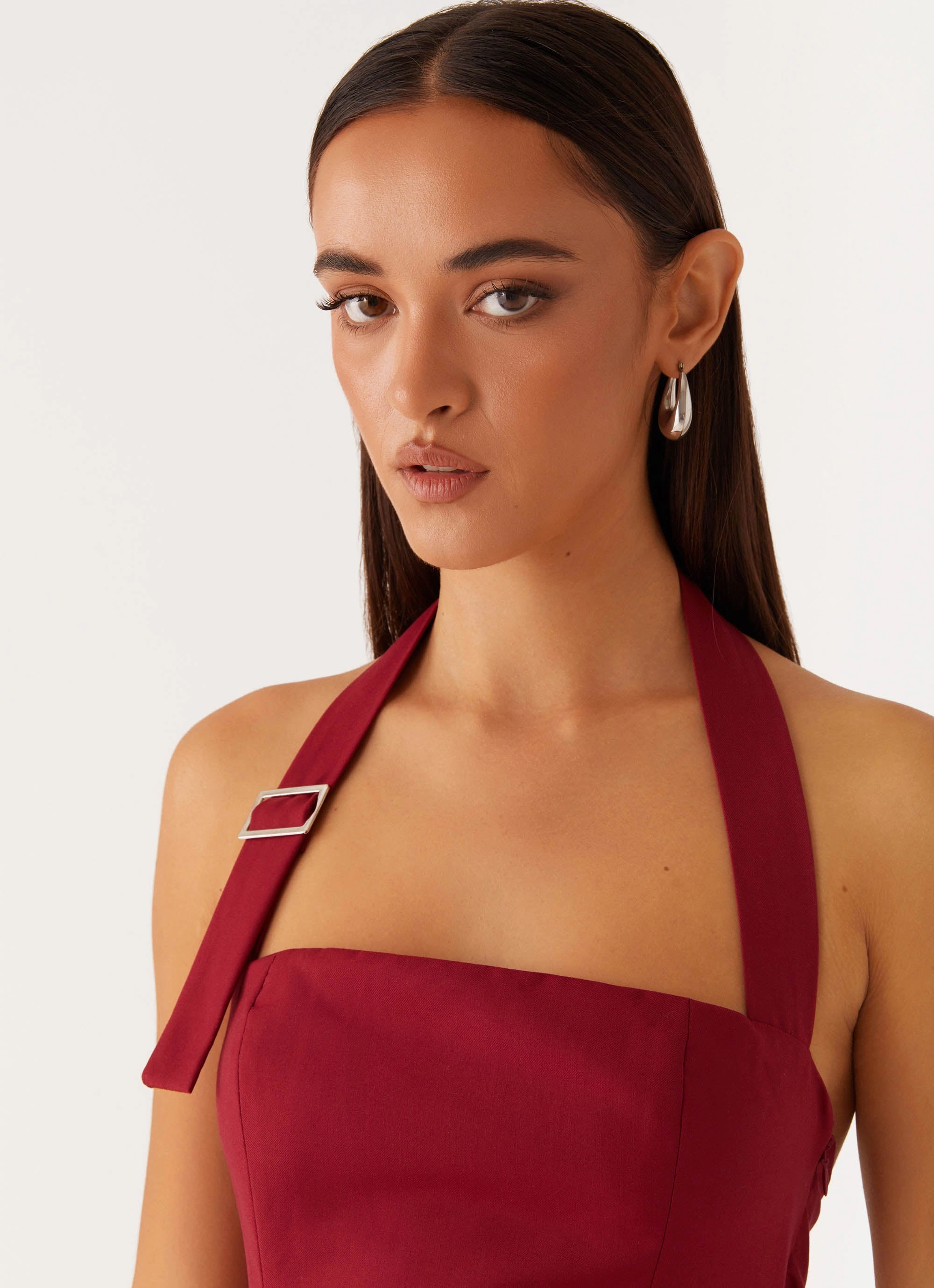 Sculpted Fit Bianca Halter Dress - Red