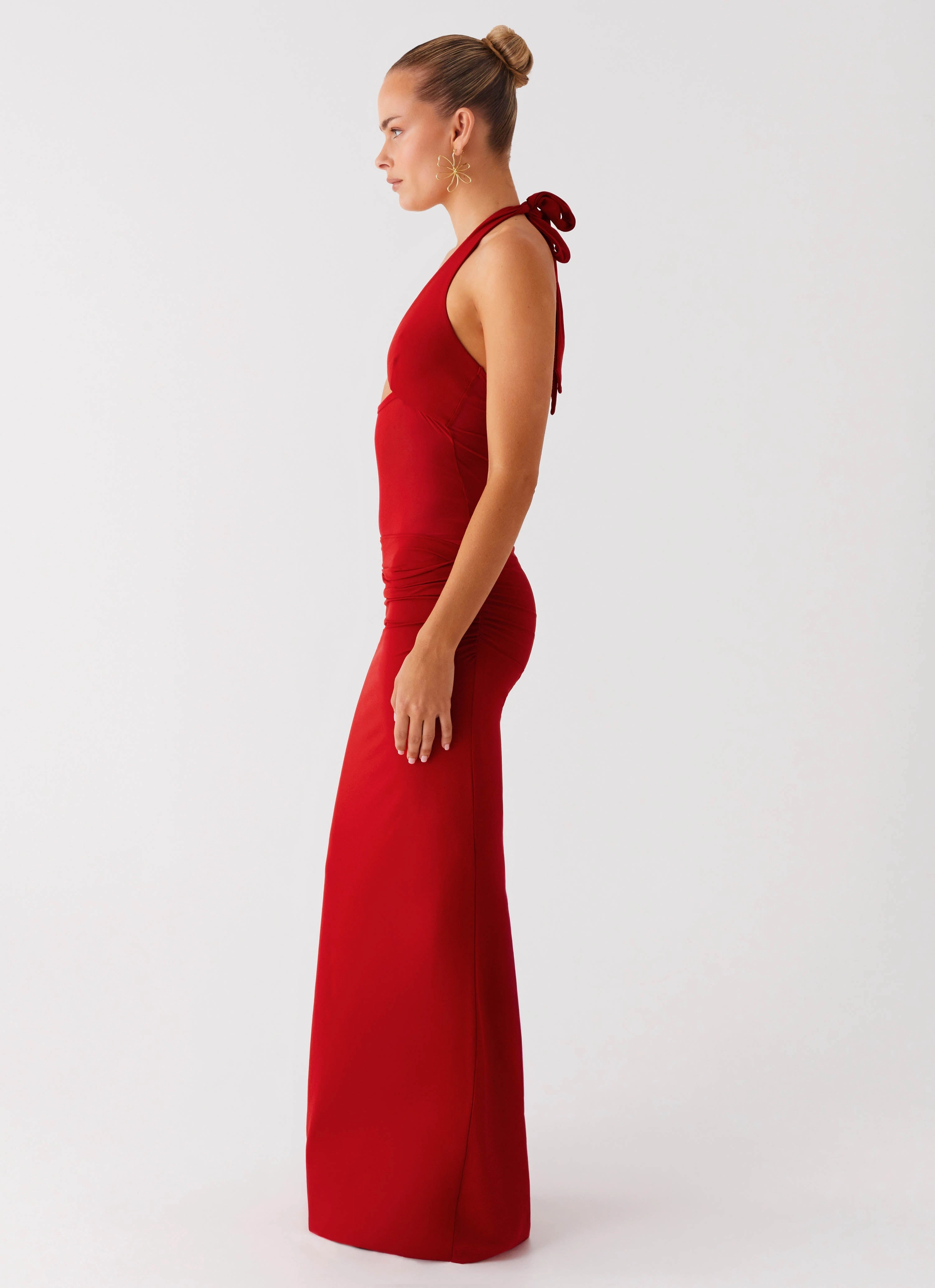 Lounge Base Timeless Fashion Billen Halter Maxi Dress - Red
