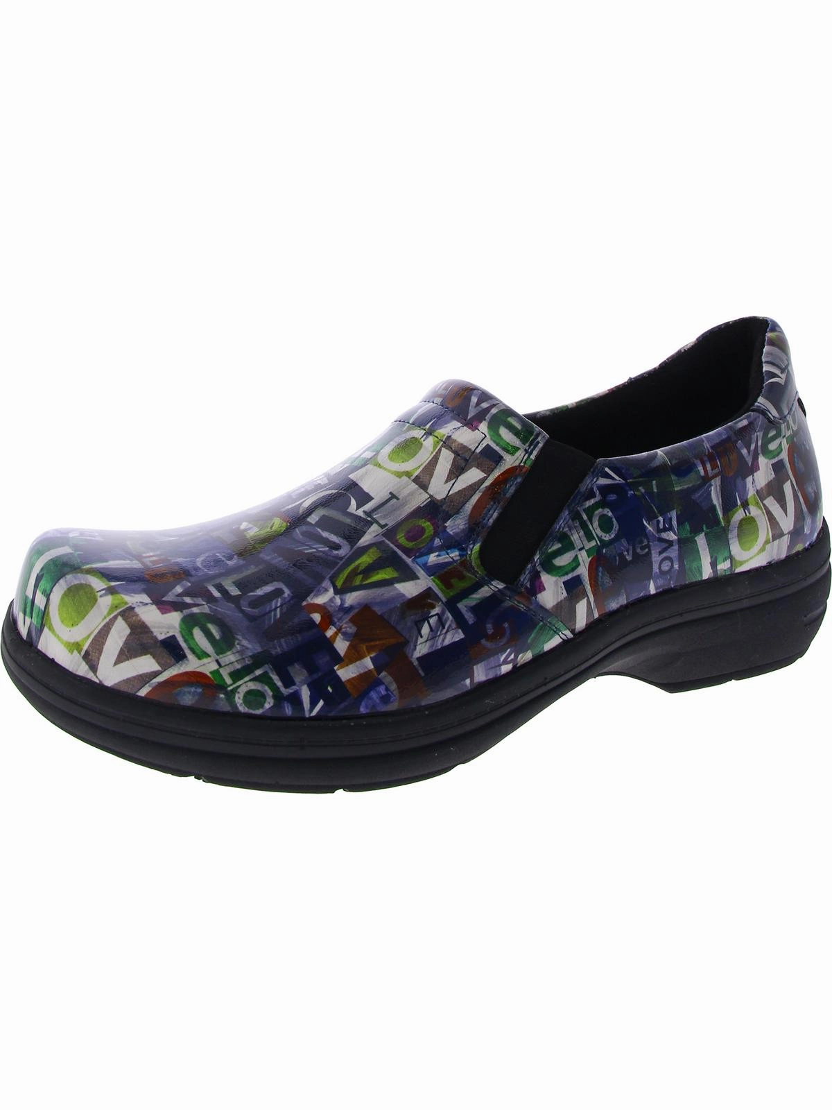 Woven material Bind Womens Patent Leather Slip On Clogs