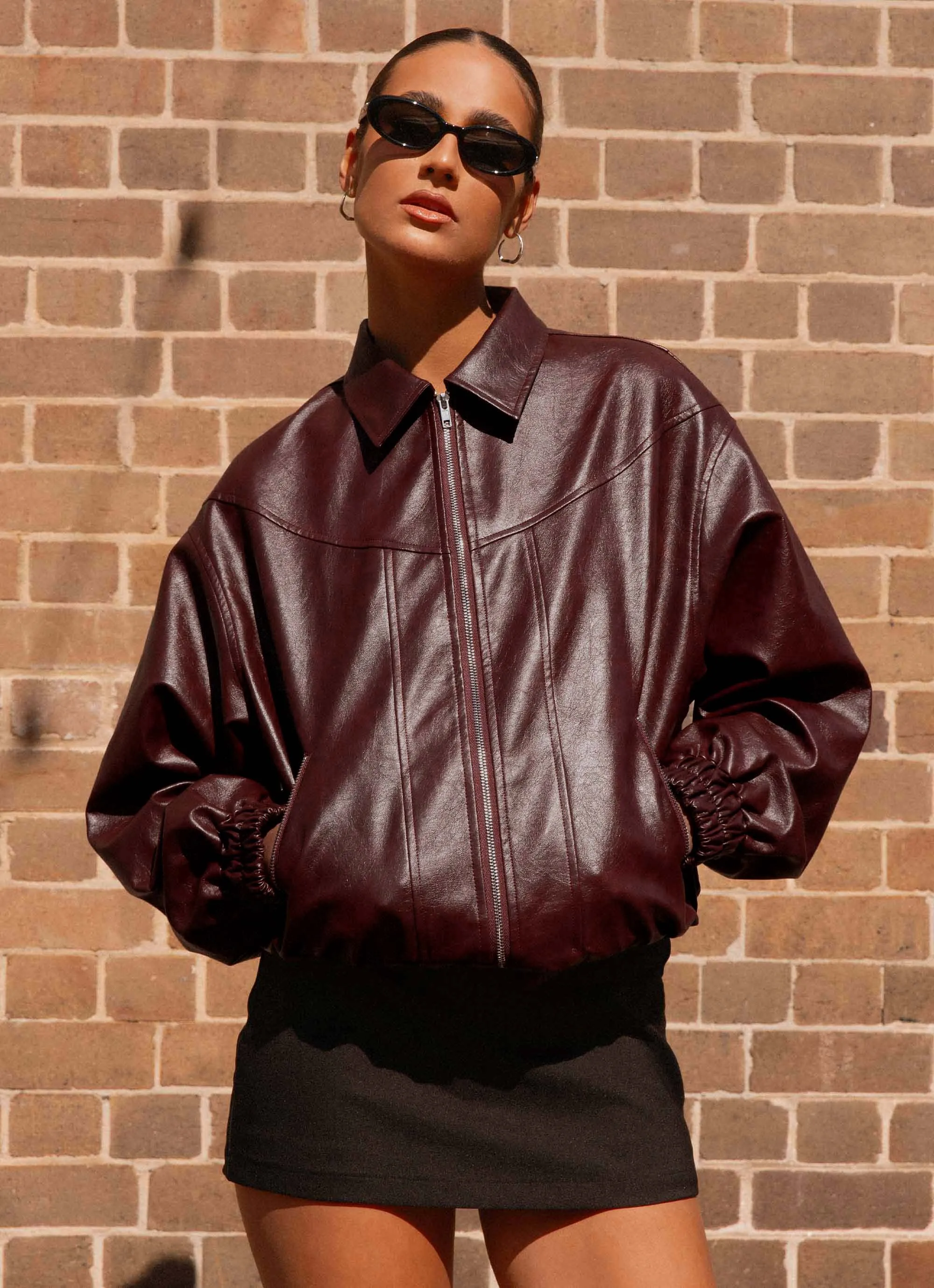 Checked Sell Holland Bomber Jacket - Wine