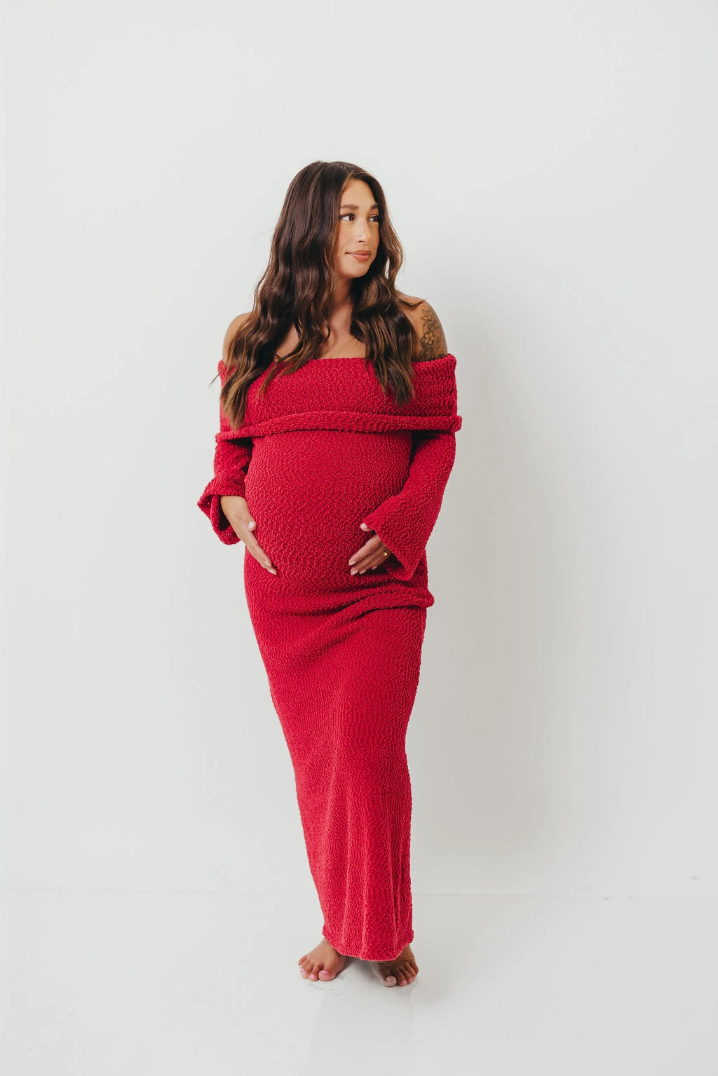 Nora Knit Maxi Dress in Muted Red - Bump Friendly Noble Glow Breezy Style