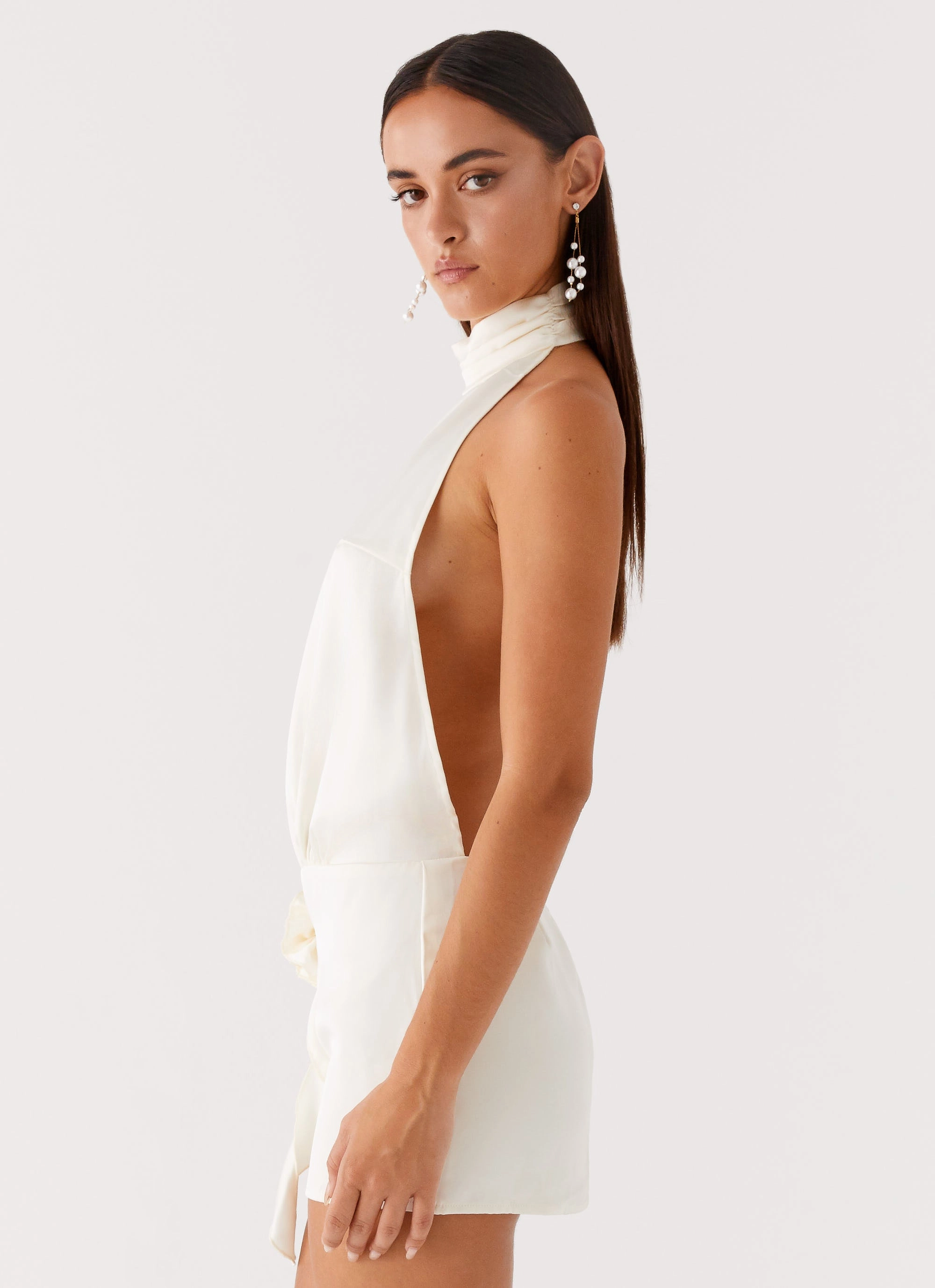 Farm Air Birdie Halterneck Mini Dress - Ivory