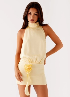 Flattering Fit Birdie Halterneck Mini Dress - Yellow