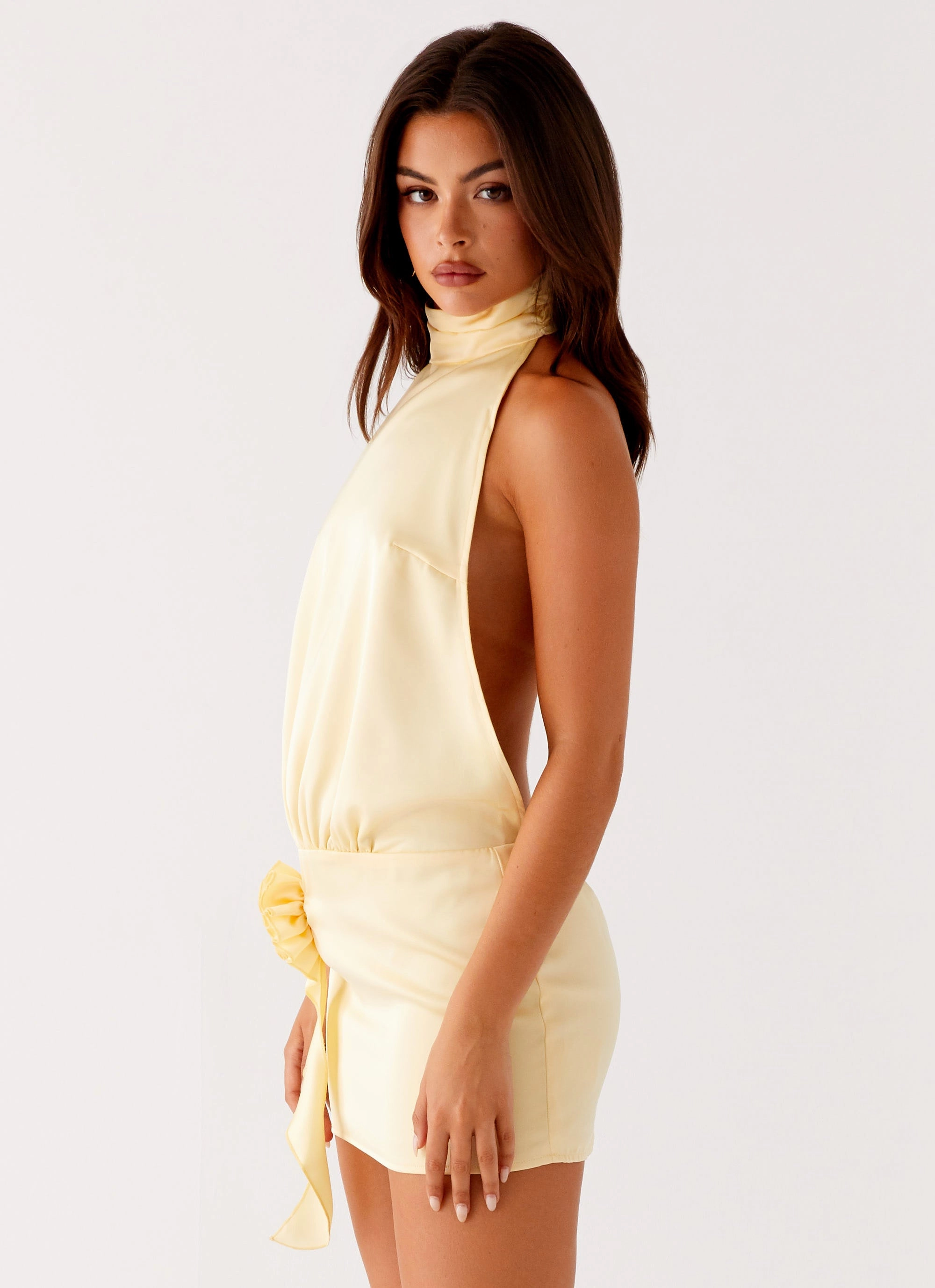 Classic Flow Birdie Halterneck Mini Dress - Yellow