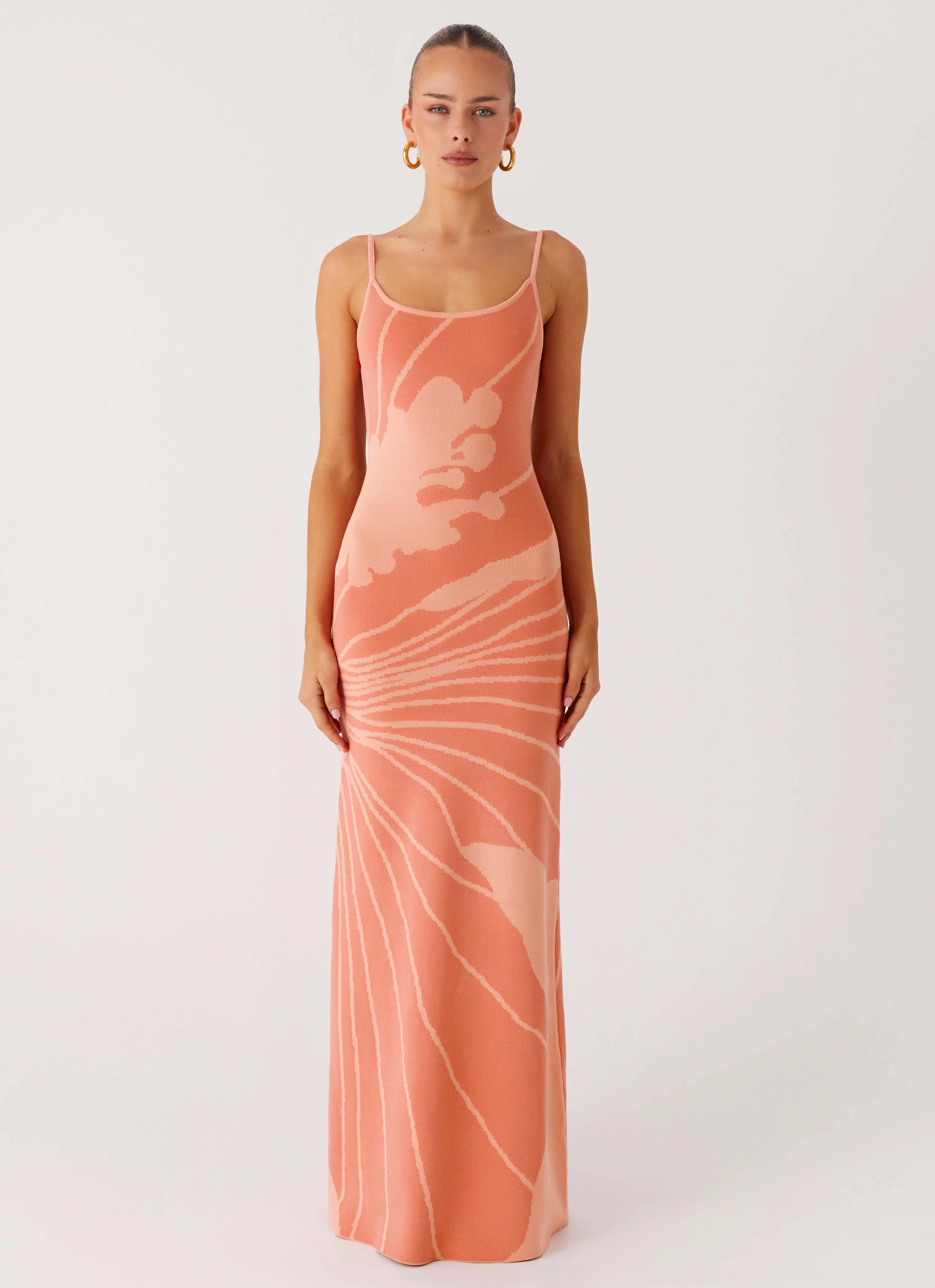 Tailored Piece Autumn Look Bliss View Knit Maxi Dress - Peach