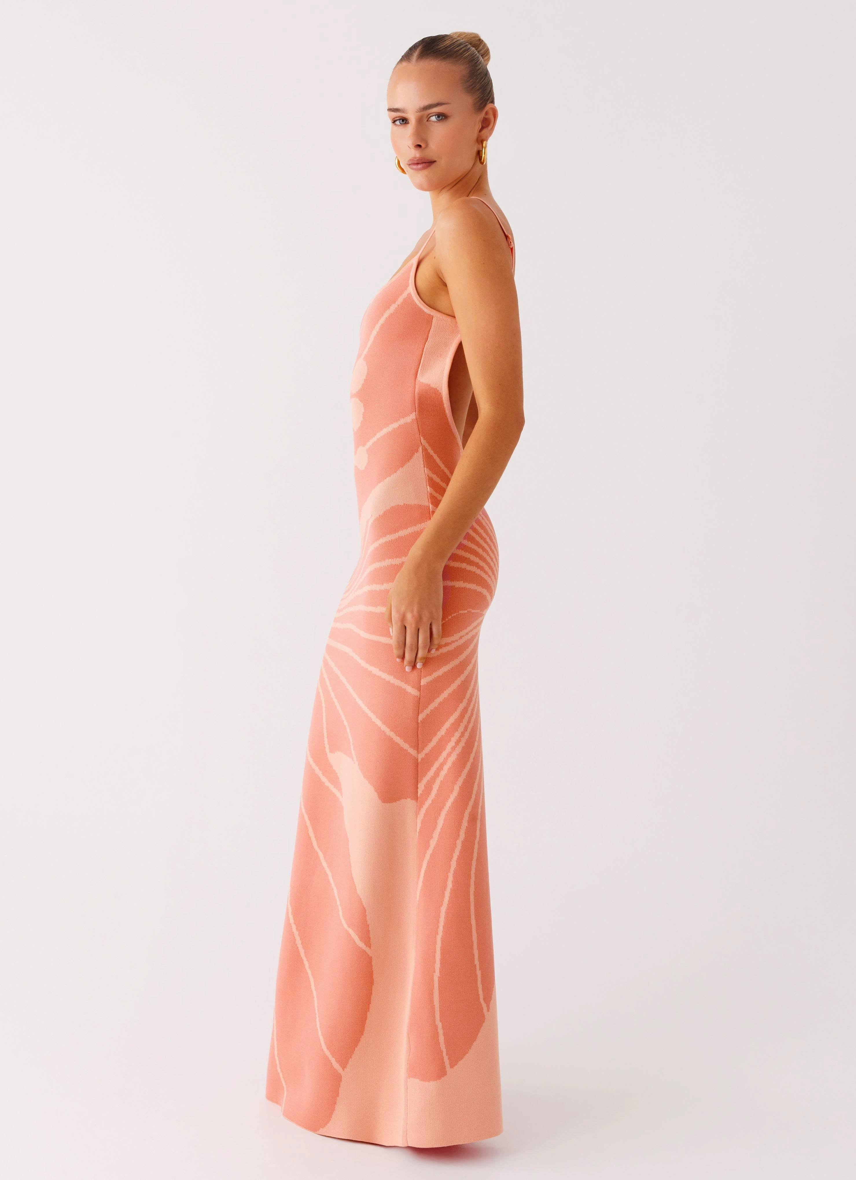 Bliss View Knit Maxi Dress - Peach Chill Friendly Calm Mood