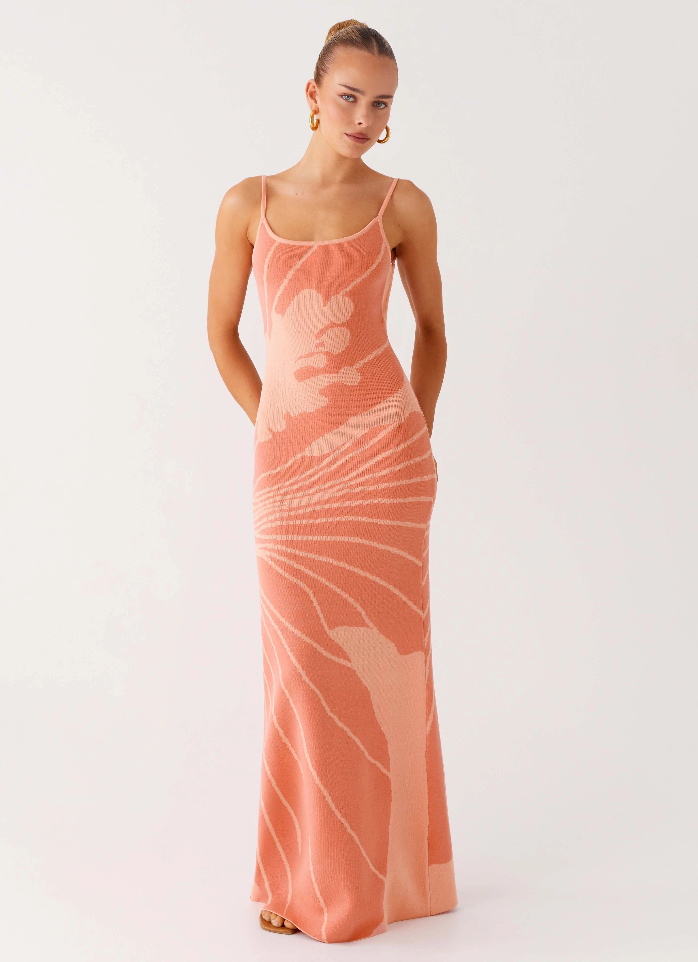 Bliss View Knit Maxi Dress - Peach City-Style