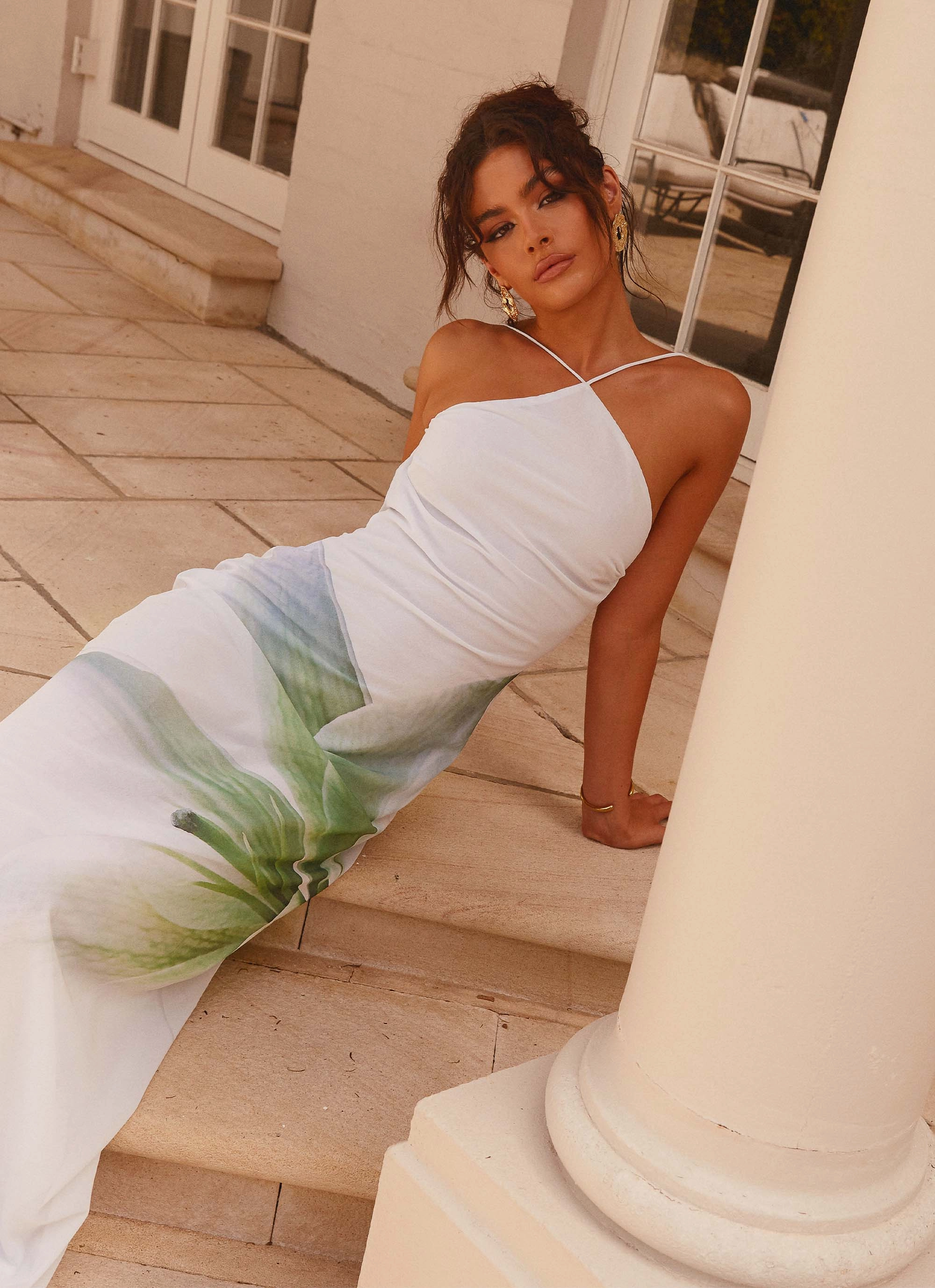 Blossom Hearts Maxi Dress - Dahlia Ash Flattering Look Wear Villa Light