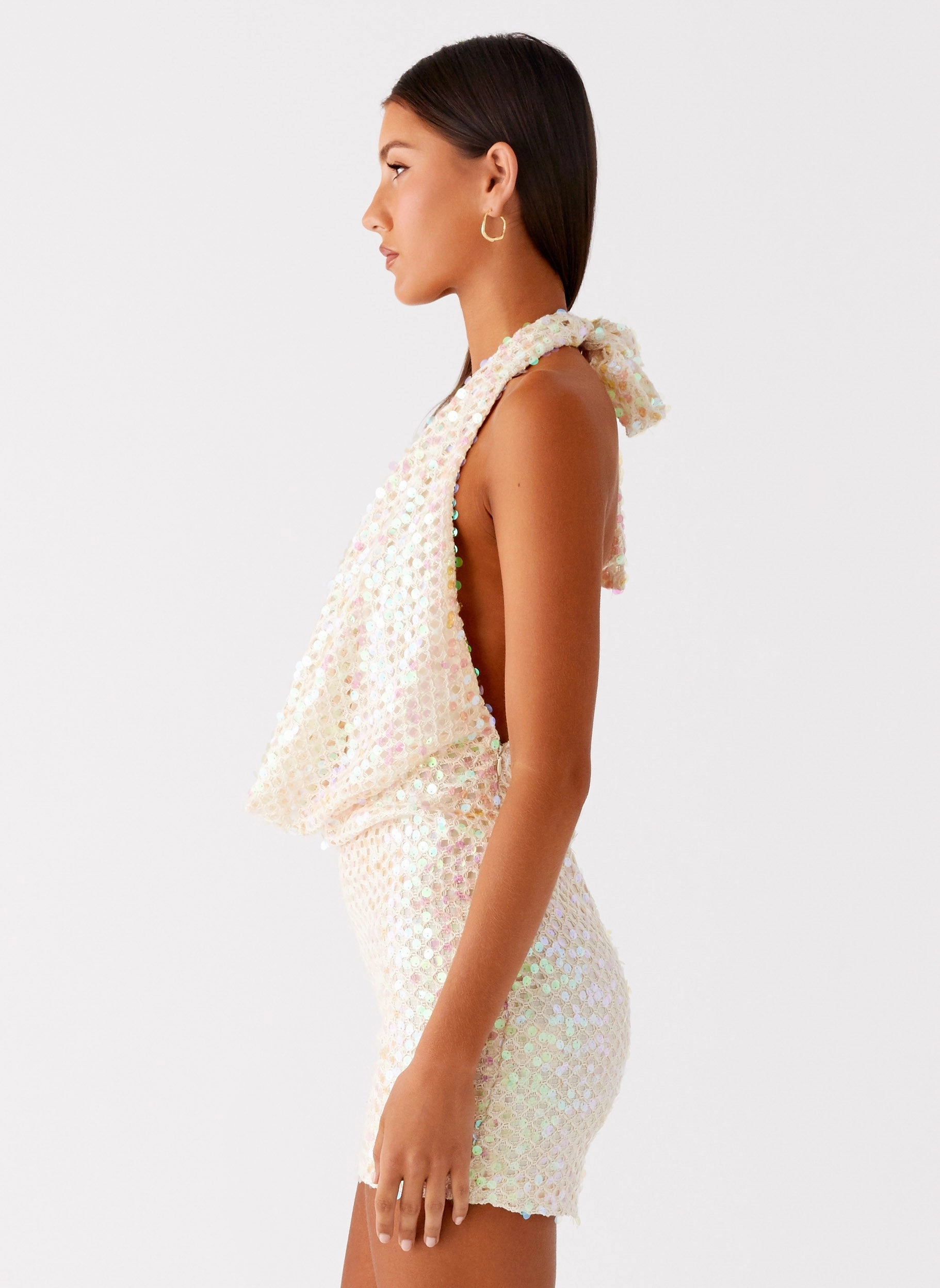 Refined Vibe Sheer-Overlay You Make Me Feel Mini Dress - Ivory