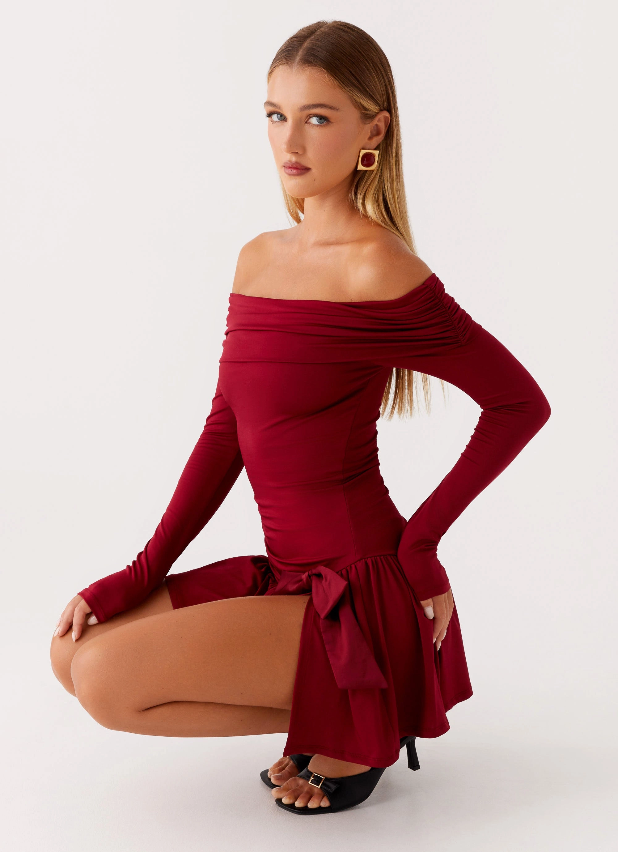 Grazia Mini Dress - Red Flattering Shape Design