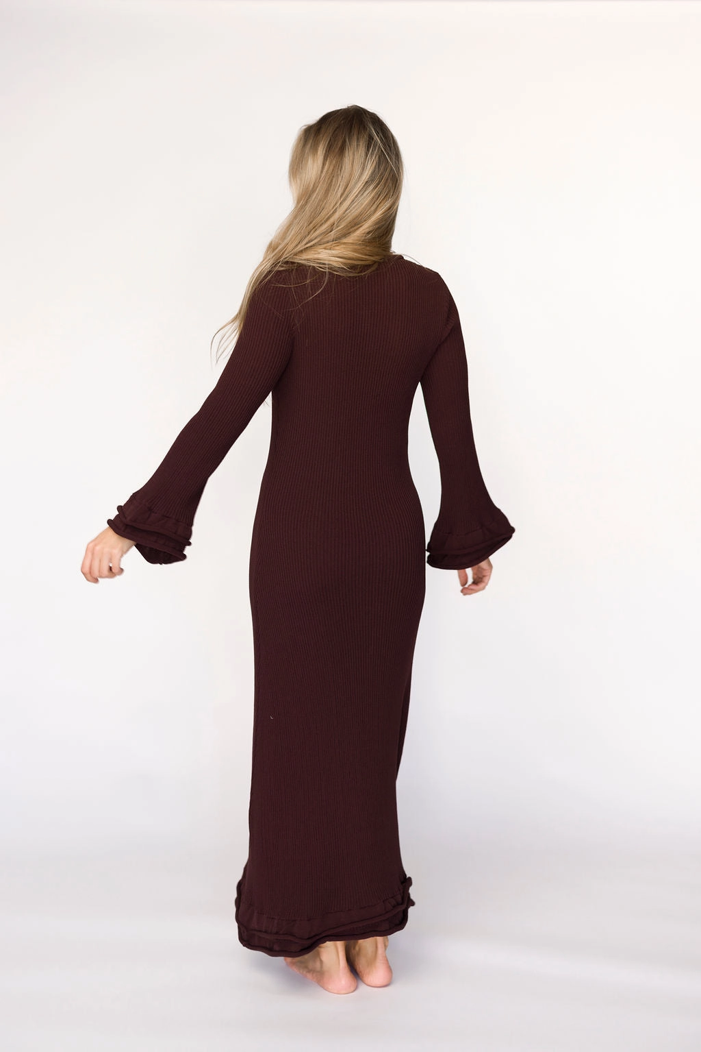 Arlet Dress in Brown - Bump Friendly Sophisticated Layers Holiday Wear