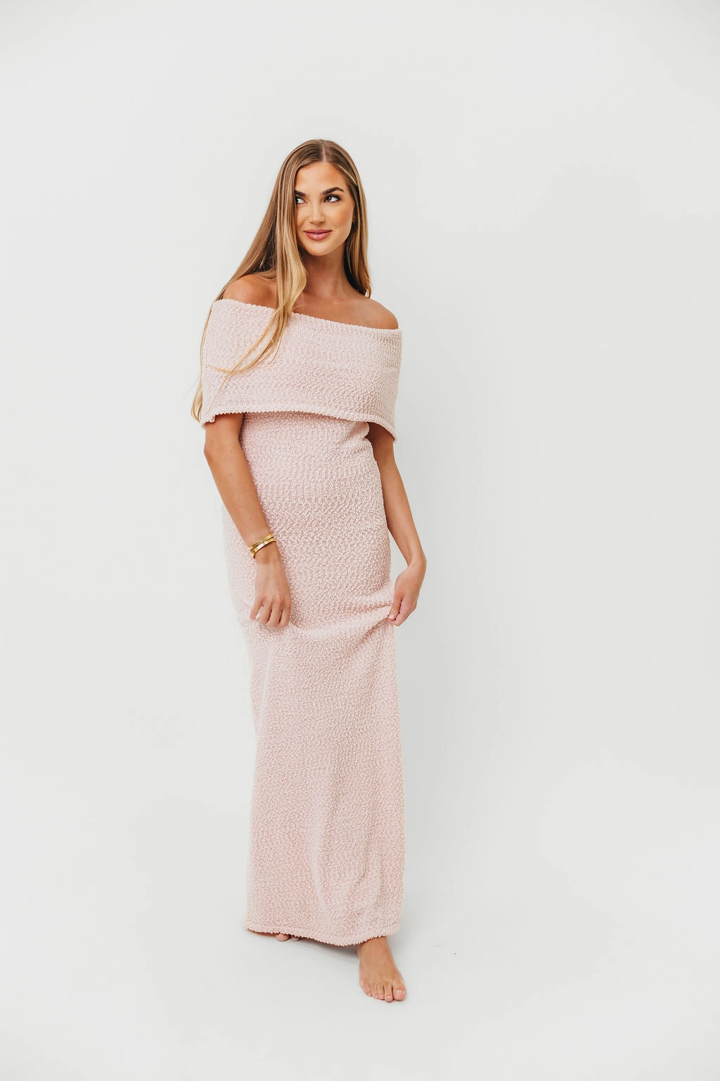 Brit Maxi Dress in Dusty Pink - Bump Friendly Trendy Tailoring Match Quick