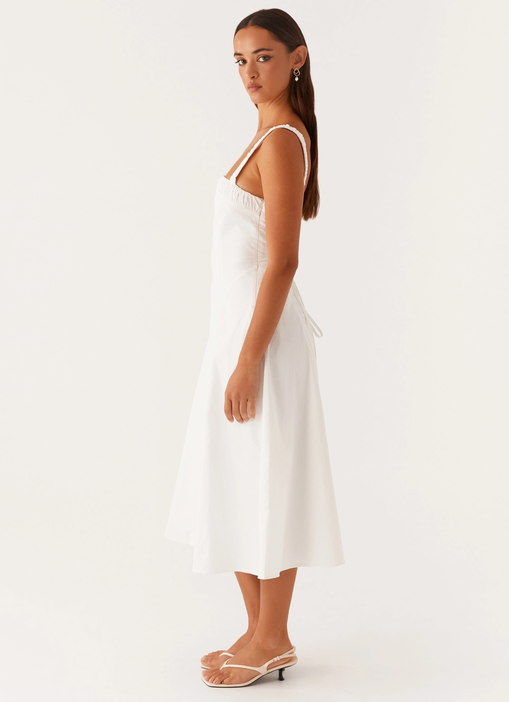 Enola Midi Dress - White Travel Edge