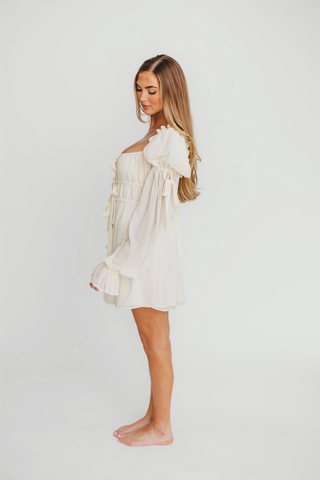 Insulating-Lining Macbeth Mini Dress in Cream