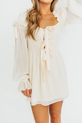 AntiStaticMaterial Macbeth Mini Dress in Cream