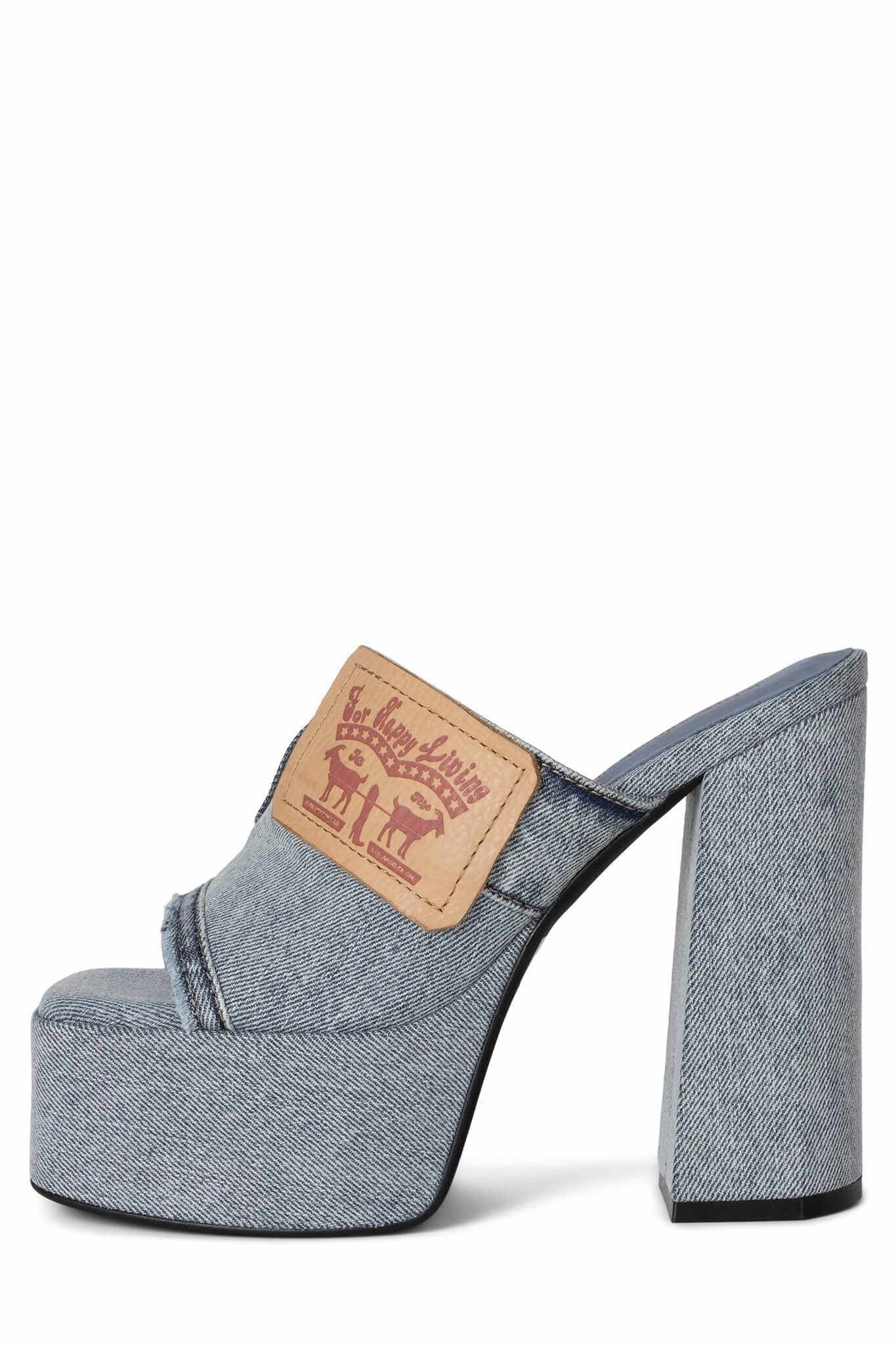 Jeffrey Campbell Backpocket Light Blue Denim Platform Sandal Bold Shape