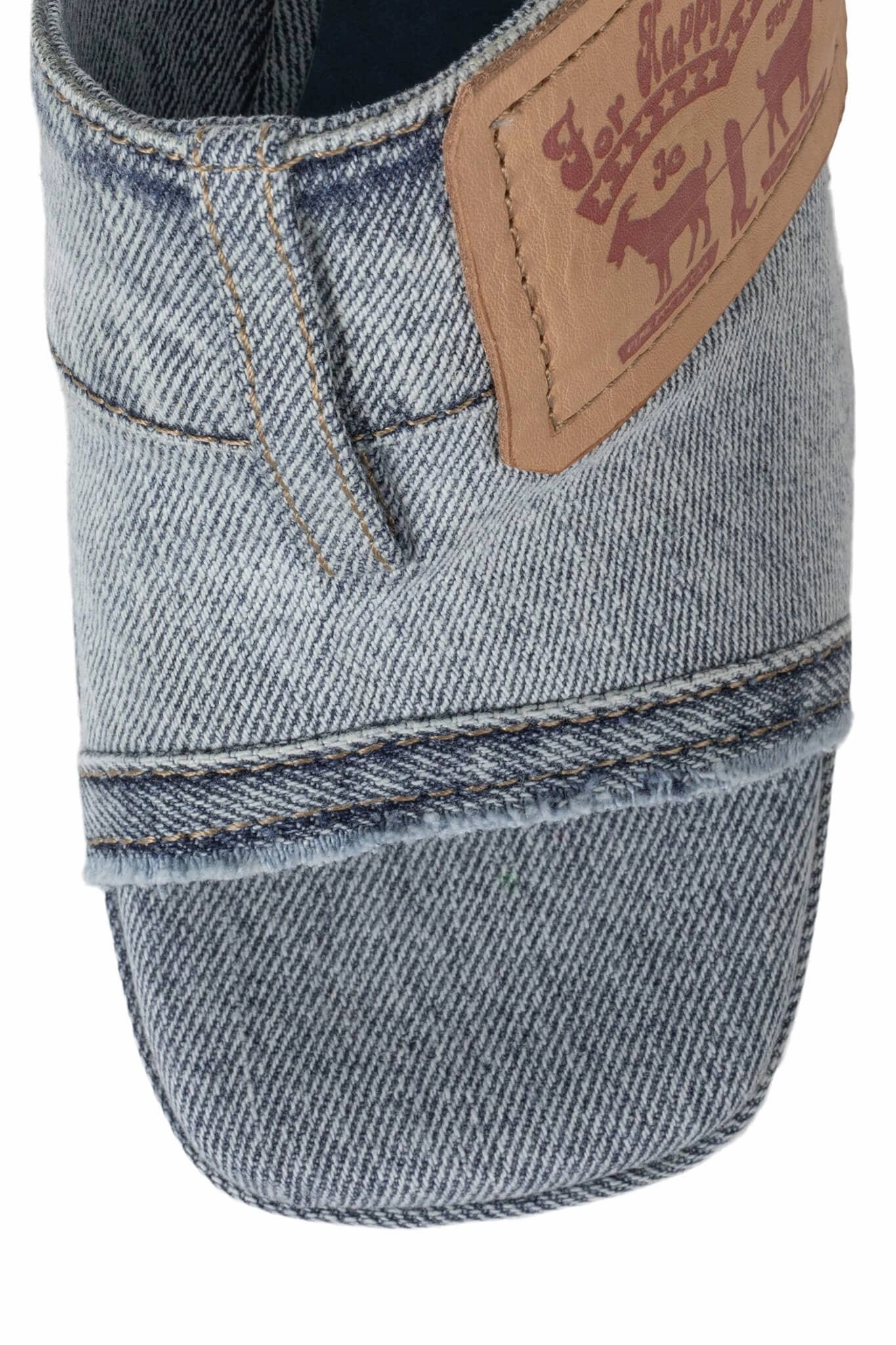 Jeffrey Campbell Backpocket Light Blue Denim Platform Sandal Pad Guard Sharp Point