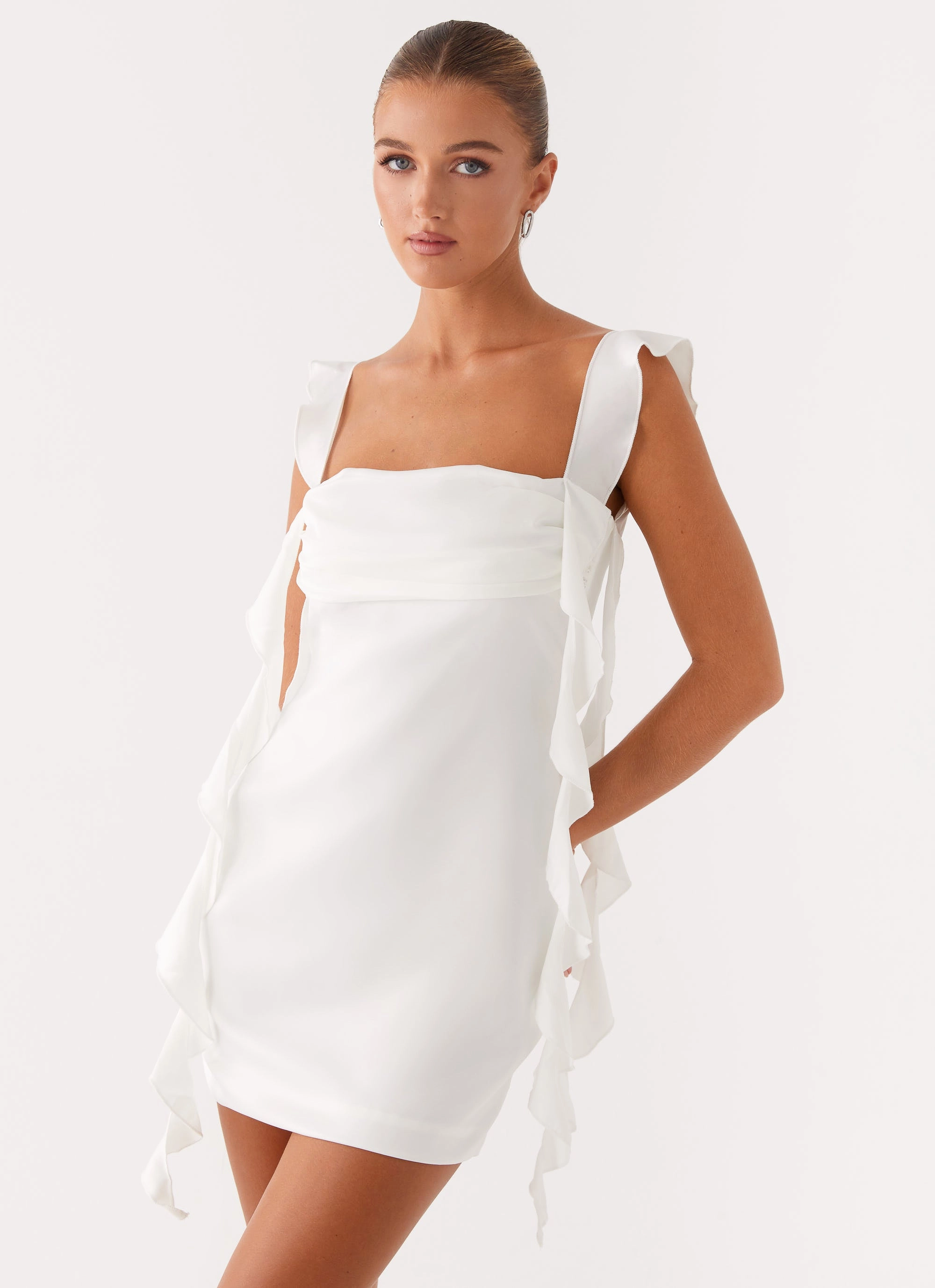 A Line Cut Beckham Mini Dress - White