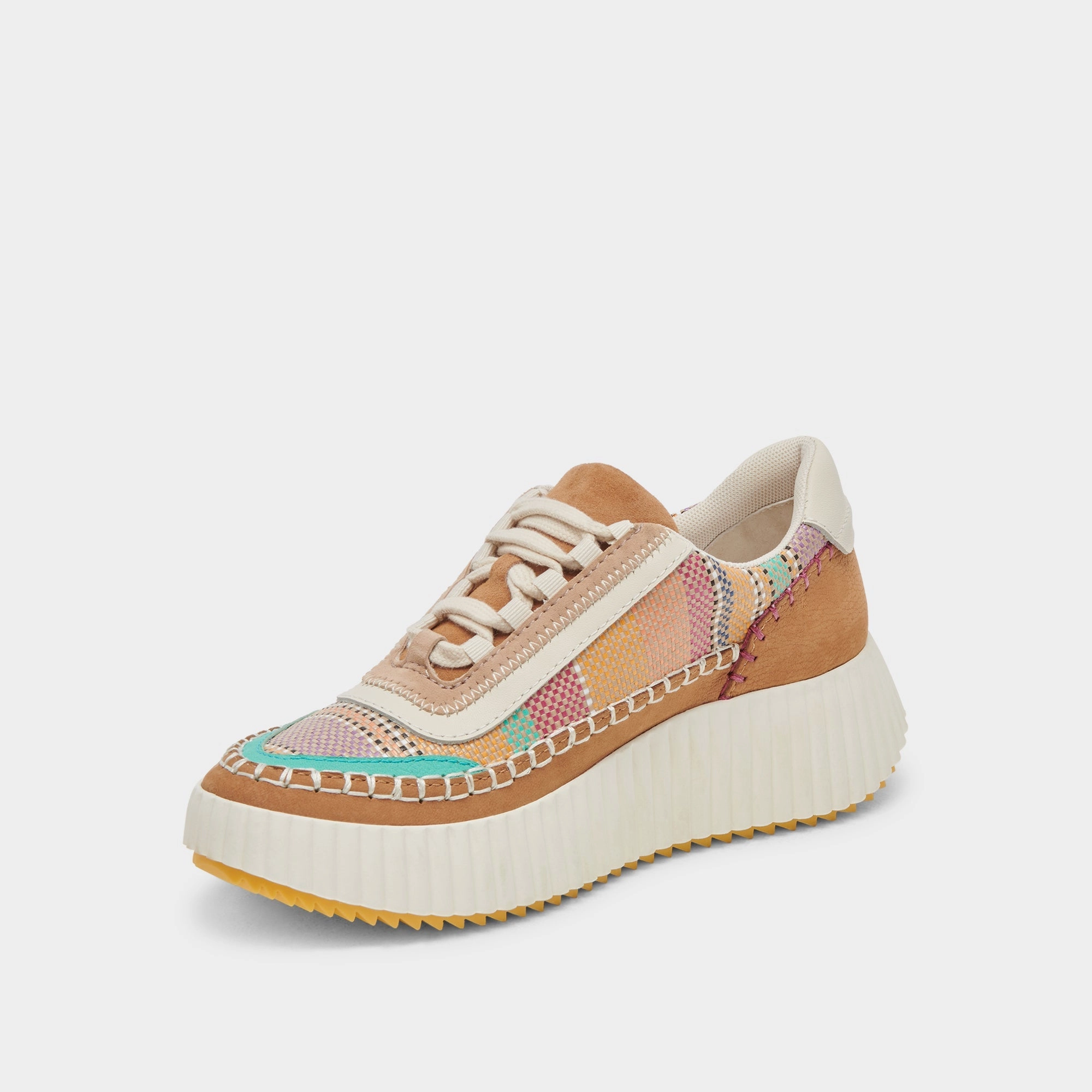 Dolce Vita Dolen Sneakers in Tan Multi Raffia Fast Movement