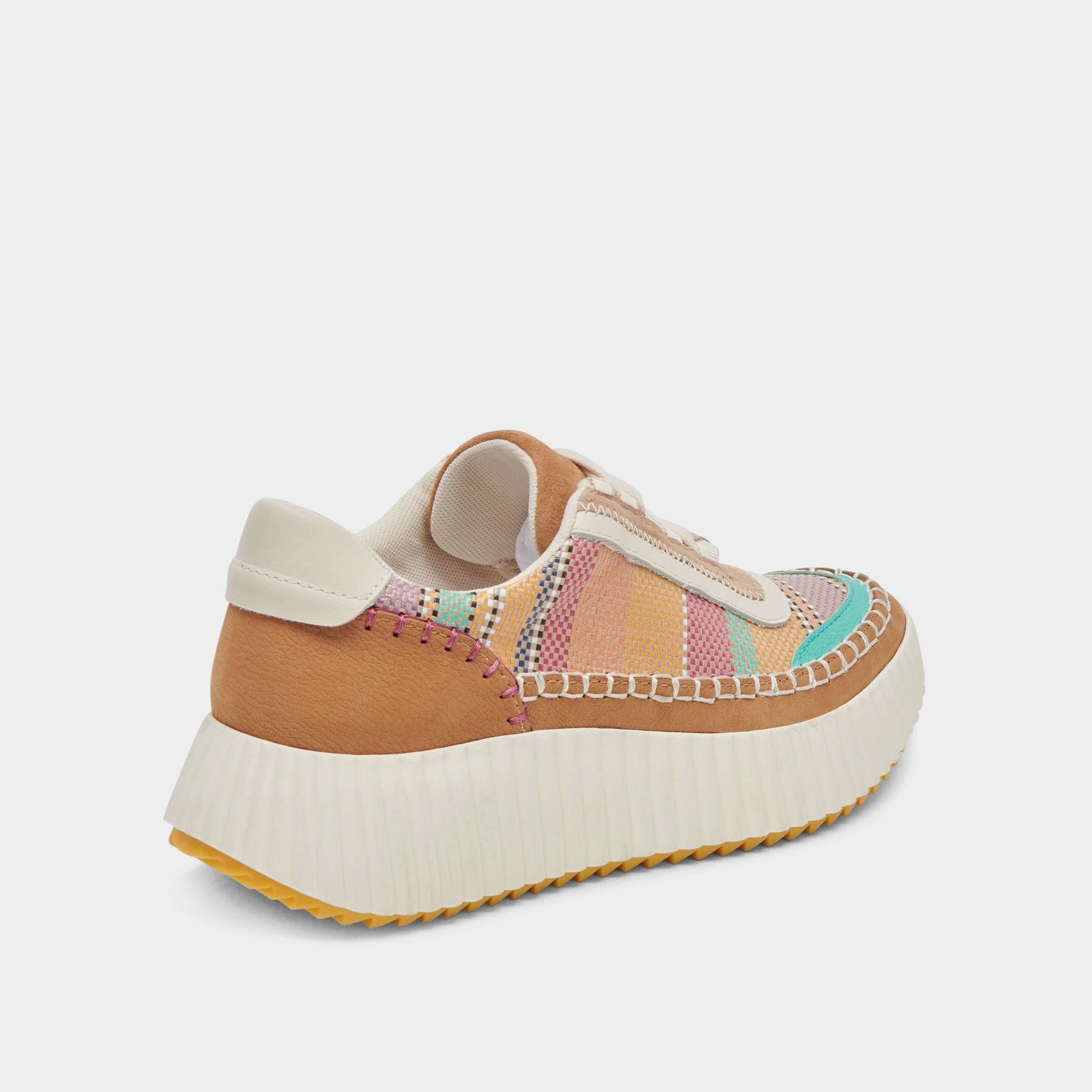 Dolce Vita Dolen Sneakers in Tan Multi Raffia Stretch Knit Upper