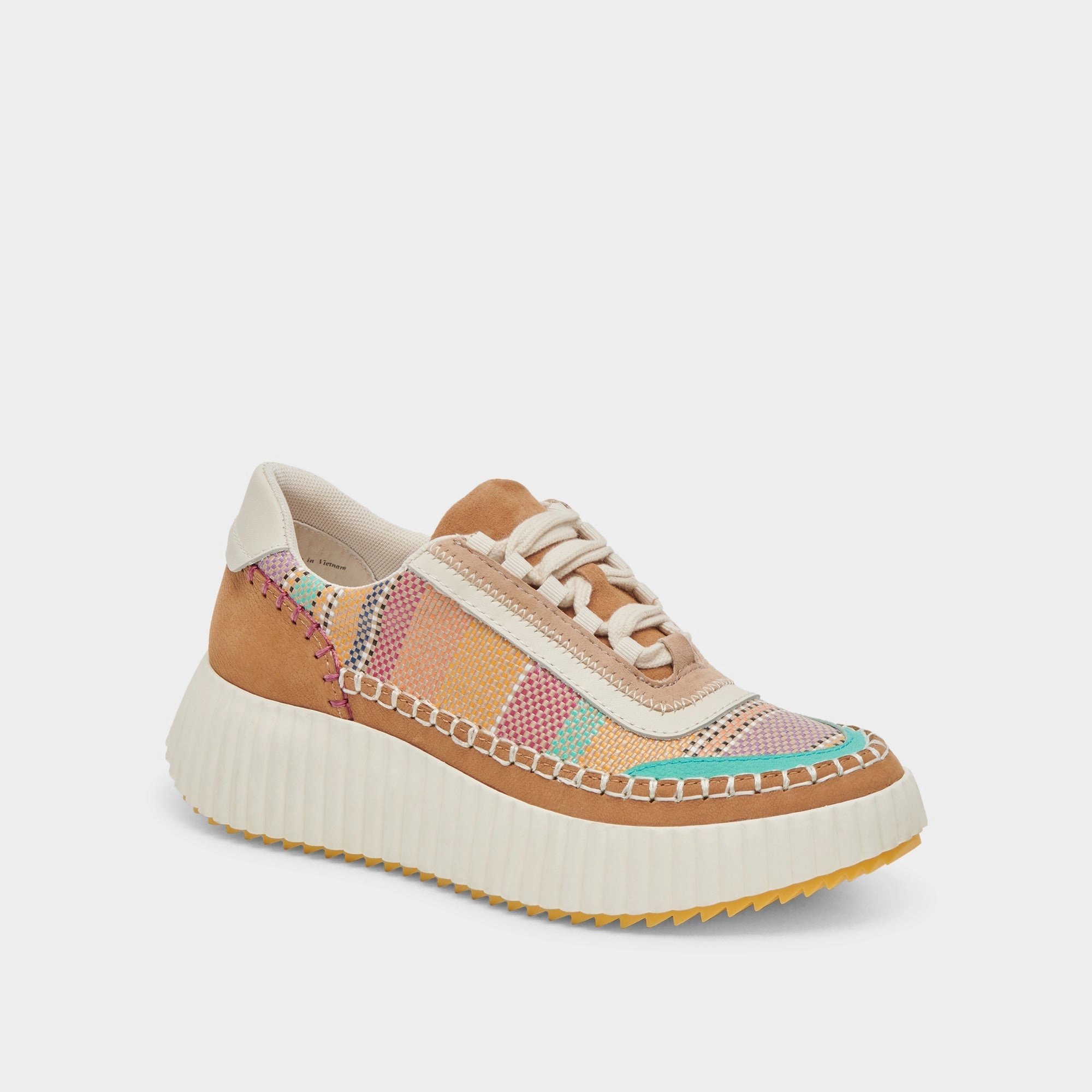 Dolce Vita Dolen Sneakers in Tan Multi Raffia Active Look Enhanced Mobility
