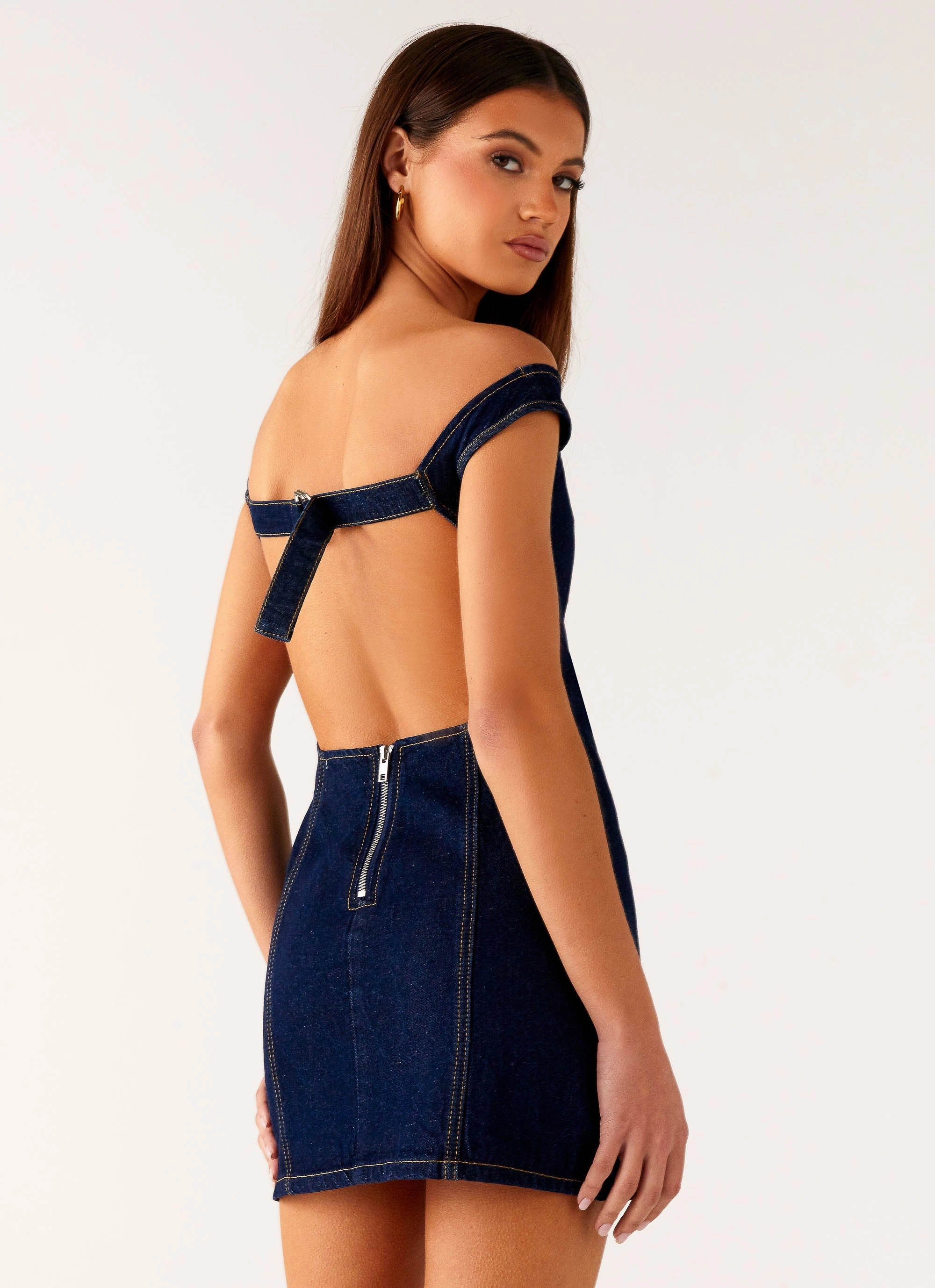 Bonnie Denim Mini Dress - Indigo Texture Softness