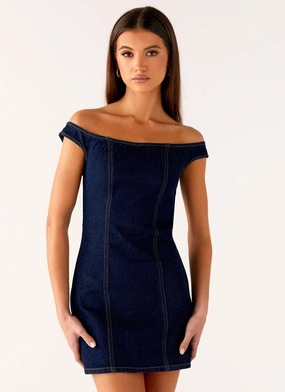 Bonnie Denim Mini Dress - Indigo Refined Finish Clean Structure