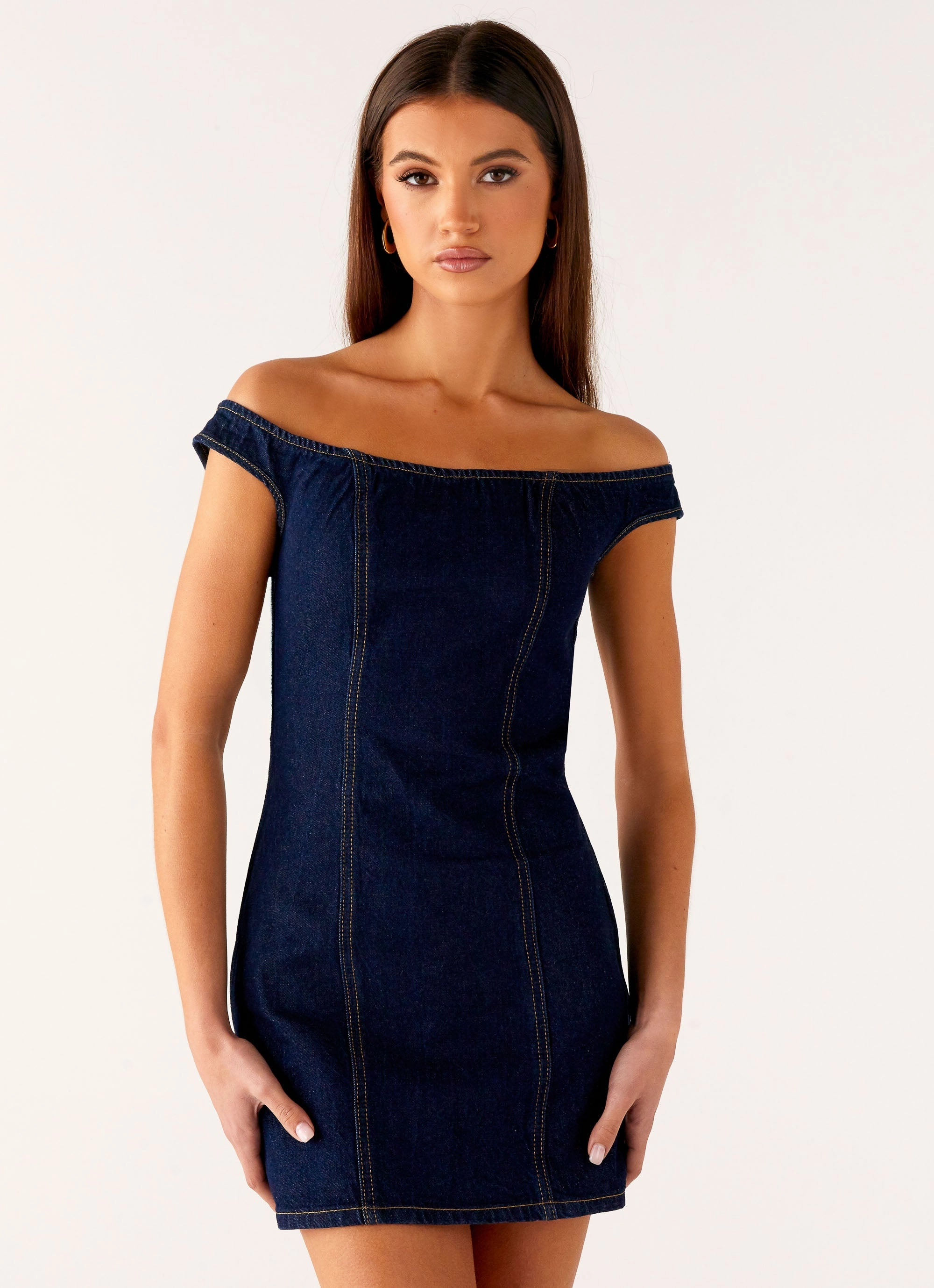 Bonnie Denim Mini Dress - Indigo Refined Finish Clean Structure