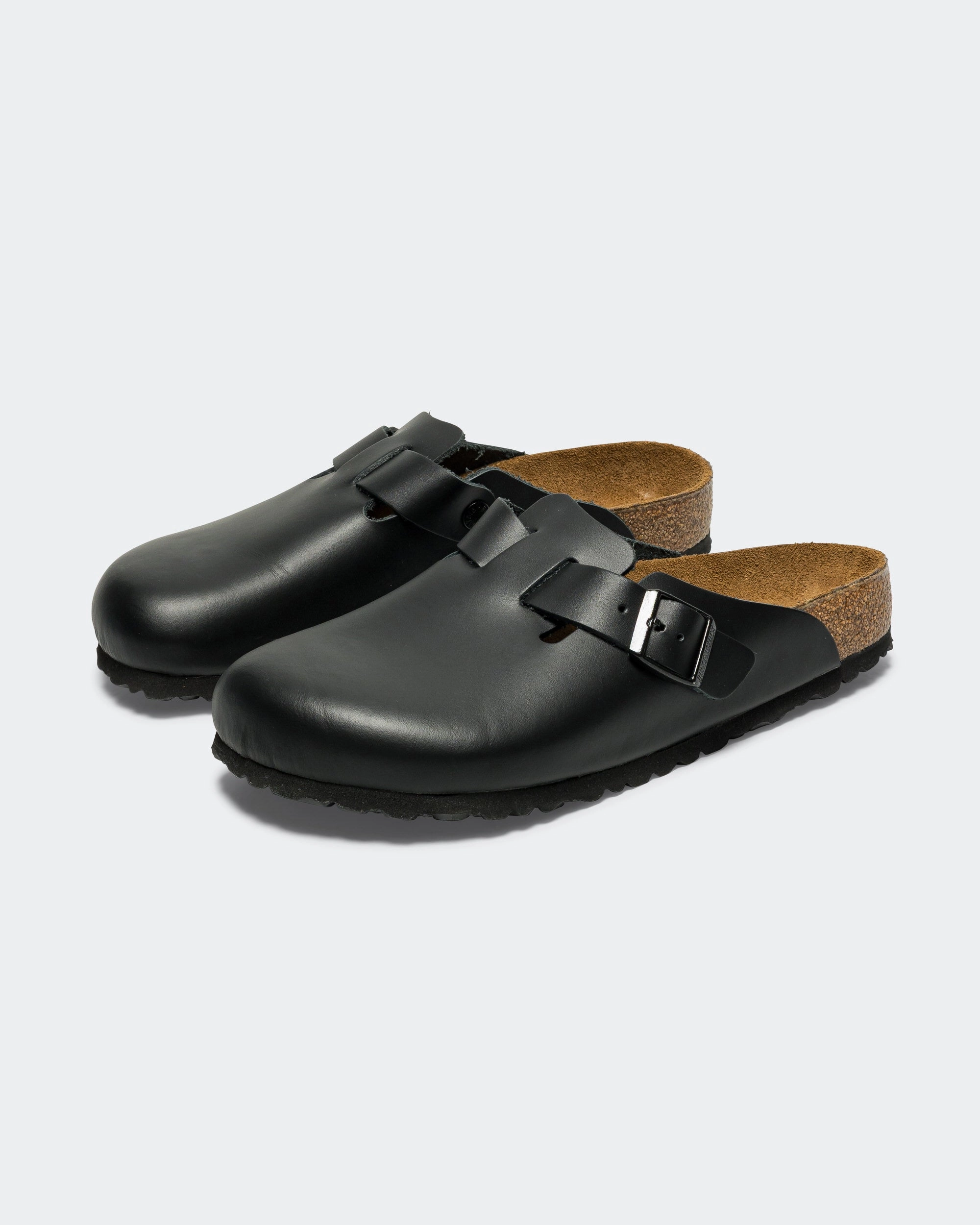 Boston - Black Smooth Leather Arch support PU Sole
