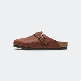 Boston - Ginger Brown Embossed Natural Leather Stacked Traction Lugs