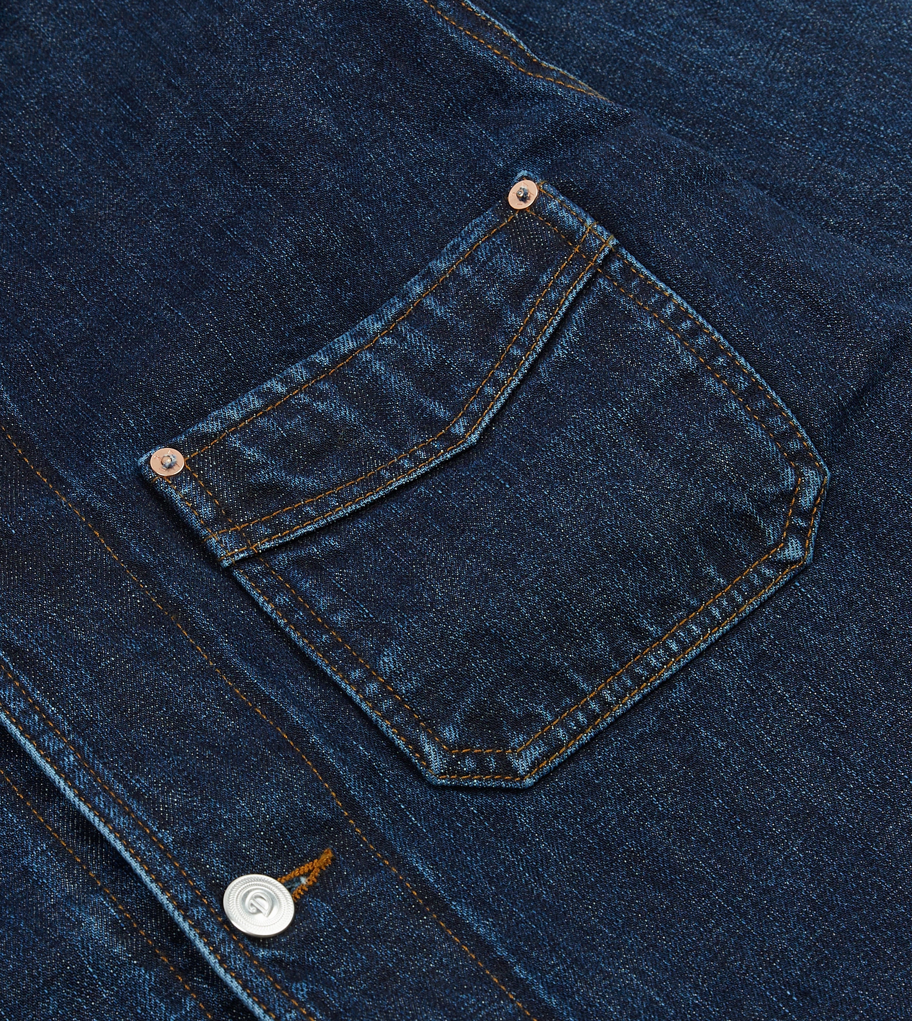 Loose Stone Wash Selvedge Denim Five-Pocket Chore Jacket