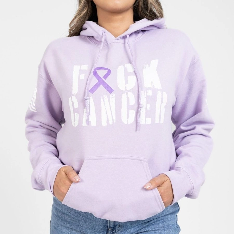 Triple Stitched Seams F*ck All Cancer Hoodie - Orchid