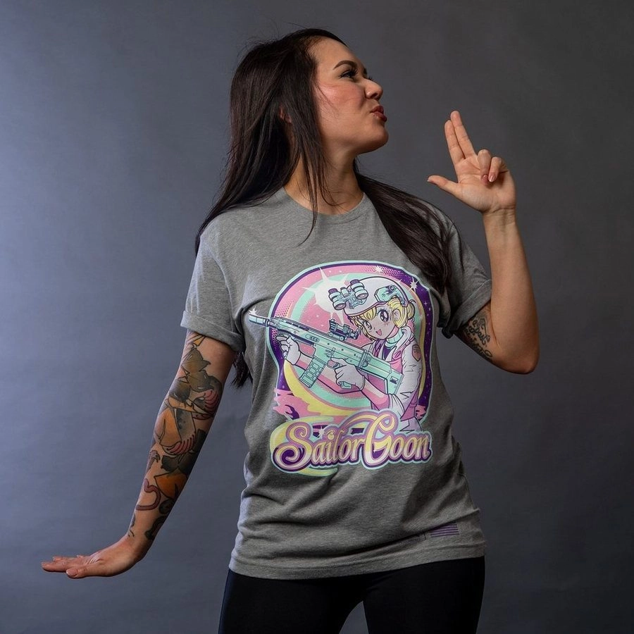 Seasonal Smart Relaxed Fit Women's Sailor Goon Boyfriend Fit T-Shirt - Dark Heather Gray