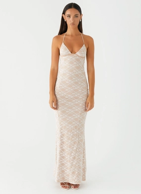 Jolina Lace Maxi Dress - White Subtle Touch Modern Fit