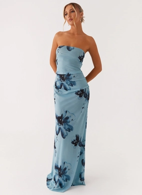 Field Of Dreams Maxi Dress - Blue Black Floral Playful-Detail
