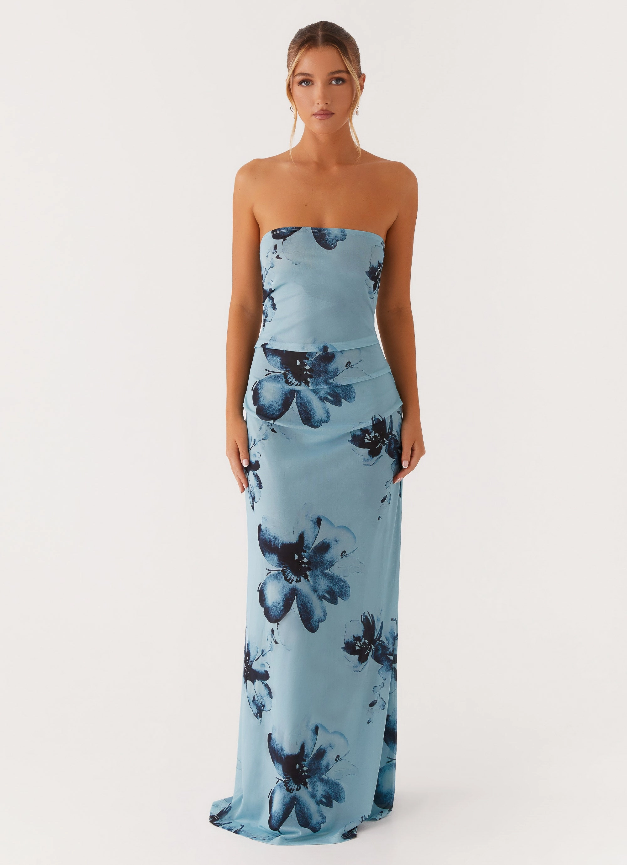 Field Of Dreams Maxi Dress - Blue Black Floral Field Fresh