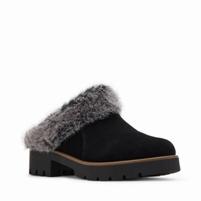 Women's Karoline Water Resistant Mule In Black Suede Comfy Glide Casual Style