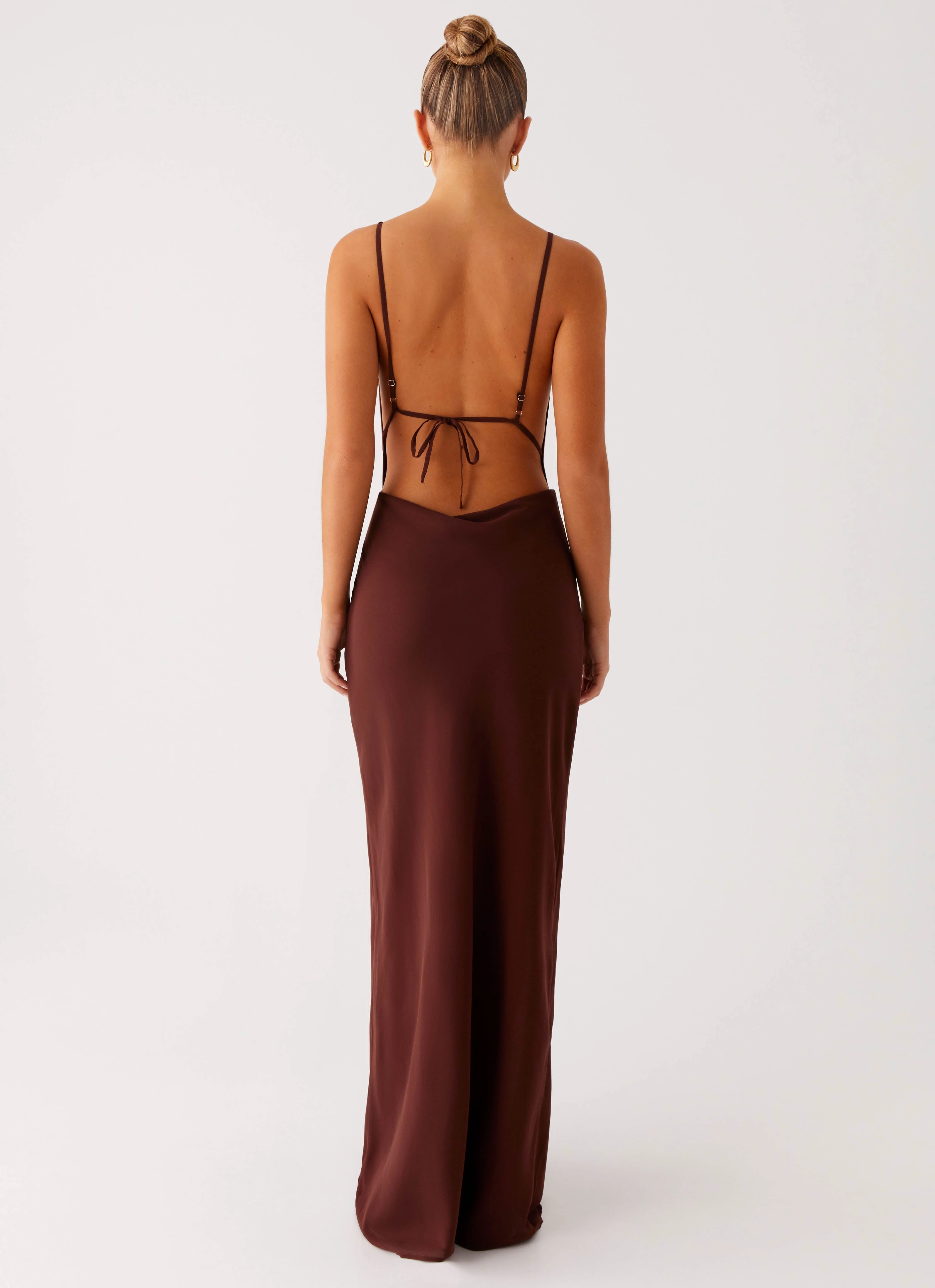 Simple Elegance Elation Cowl Neck Maxi Dress - Chocolate